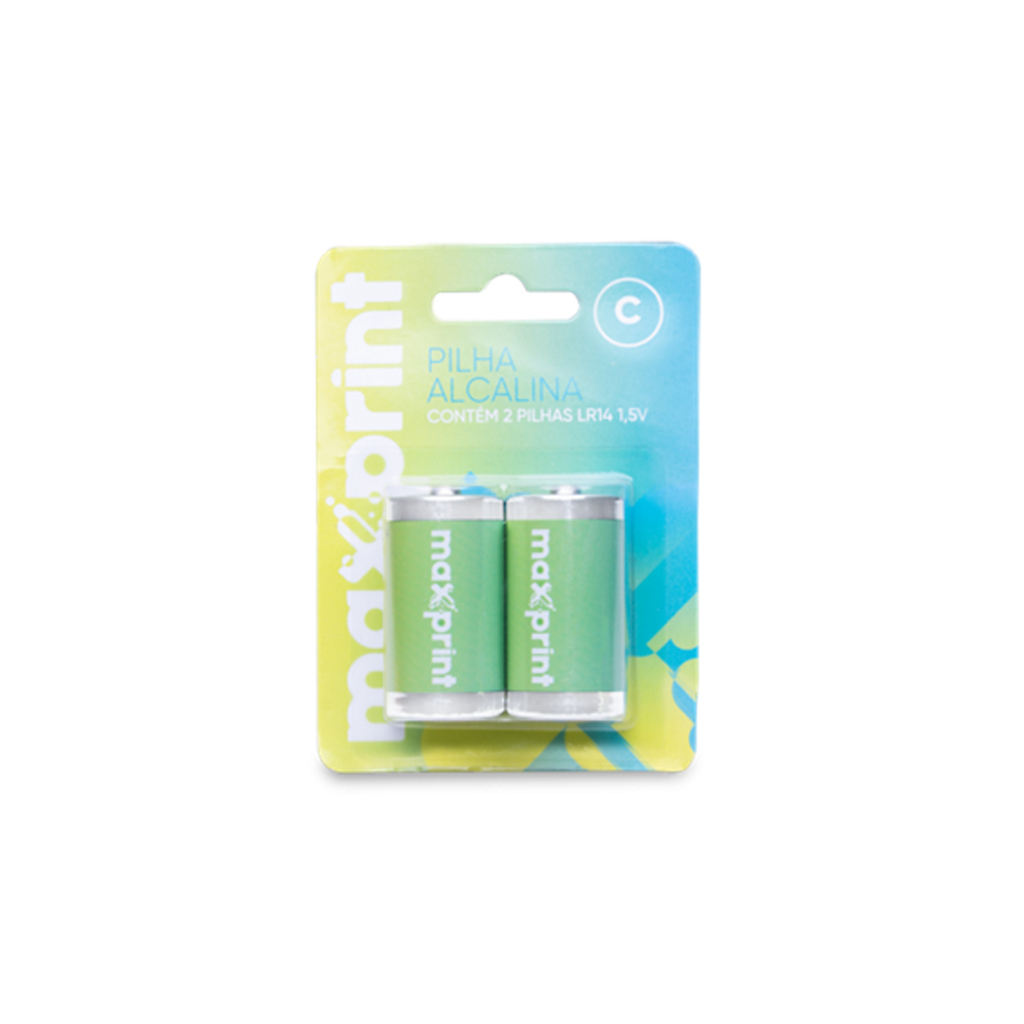 Pilha Alcalina Média C Maxprint - 756377 - Blister com 2 Unidades