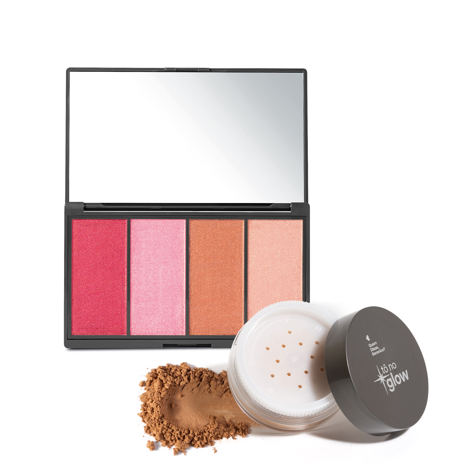 Combo Make Radiante Tô No Glow Quem Disse, Berenice?: Paleta de Maquiagem Multifuncional 14,2g + Pó Solto Translúcido Cor 3 9g