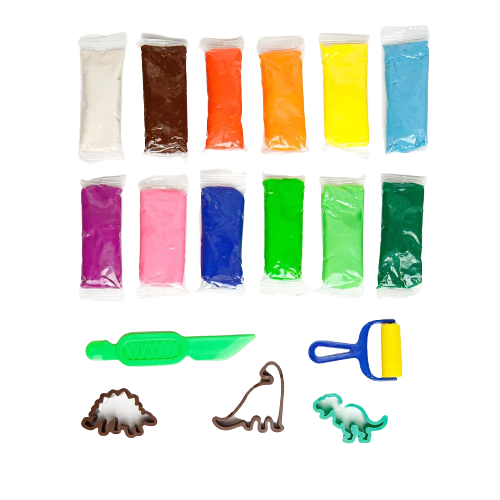 Kit Leo e Leo Massa de Modelar Dino 12 Cores com 5 Molde