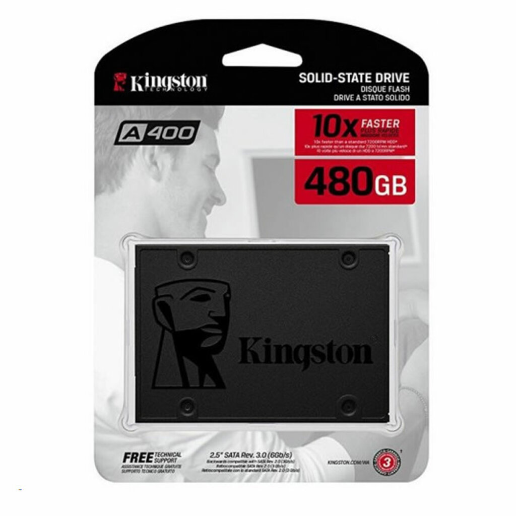 SSD 480 GB Sata 3 2,5" Kingston SA400S37/480GB Leitura 500 MBPS Gravação 450 MBPS