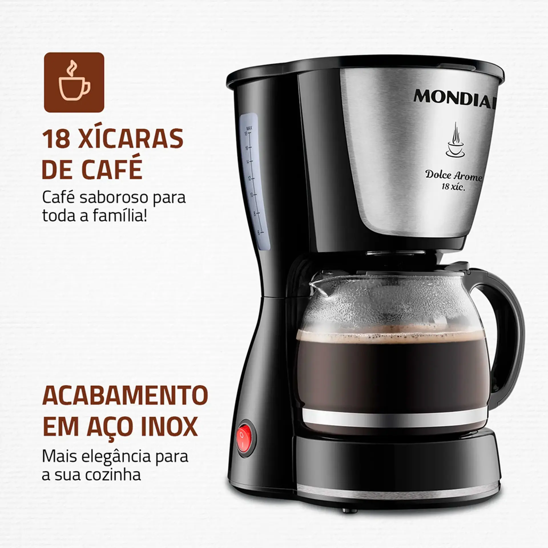 Cafeteira Mondial Dolce Aroma 18 Xícaras Filtro Permanente - 110 Volts