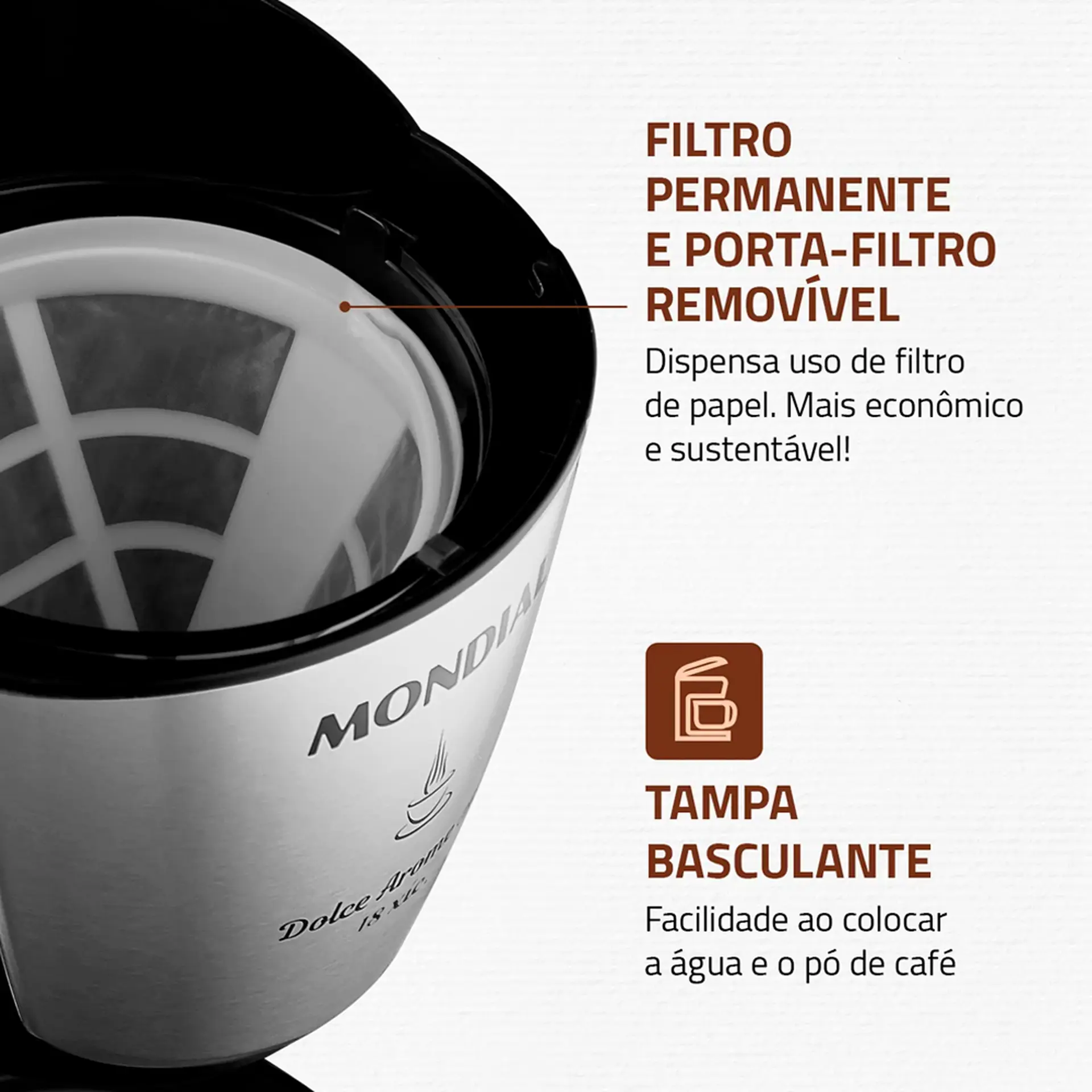 Cafeteira Mondial Dolce Aroma 18 Xícaras Filtro Permanente - 110 Volts