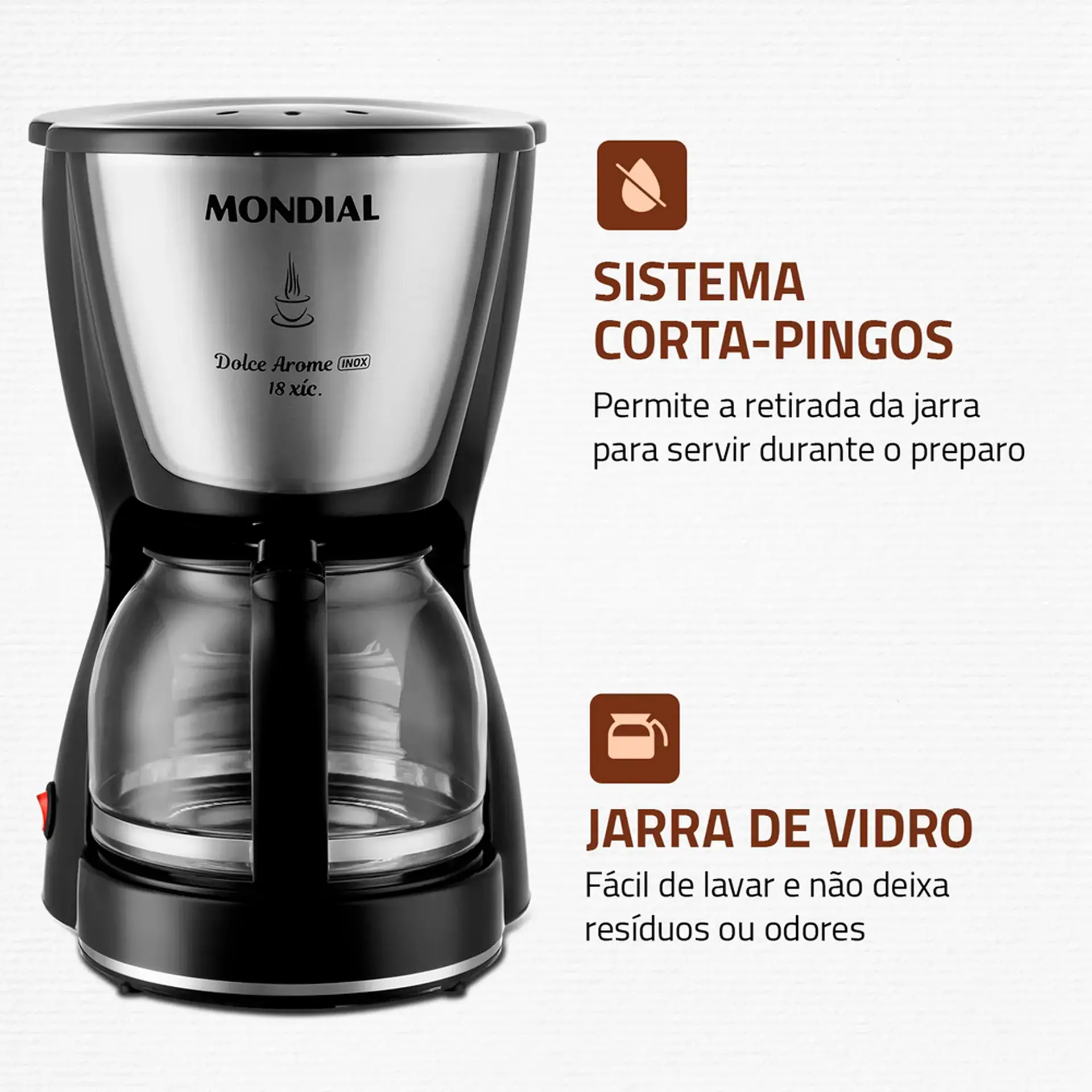 Cafeteira Mondial Dolce Aroma 18 Xícaras Filtro Permanente - 110 Volts