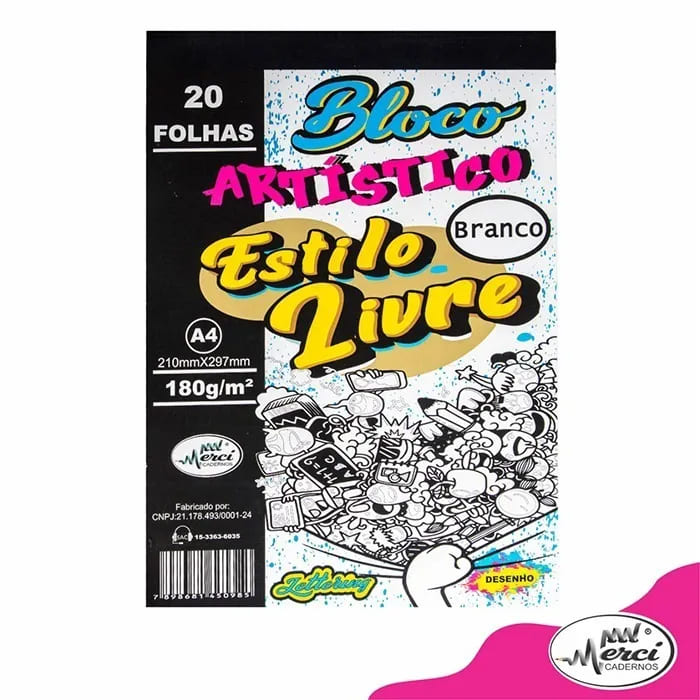 Bloco Desenho Artístico Merci A4 20 Folhas Branco