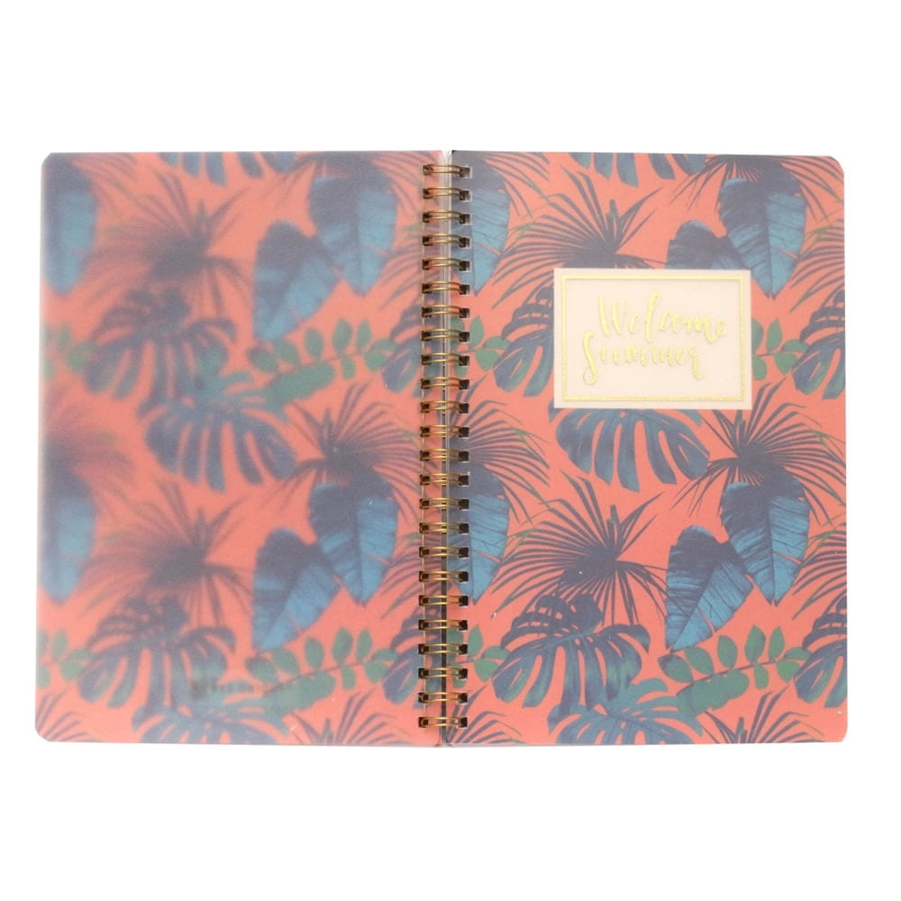 Caderneta Bee Unique A5 Pautado Tropical Floral 160 Páginas Pautado Capa Plástica