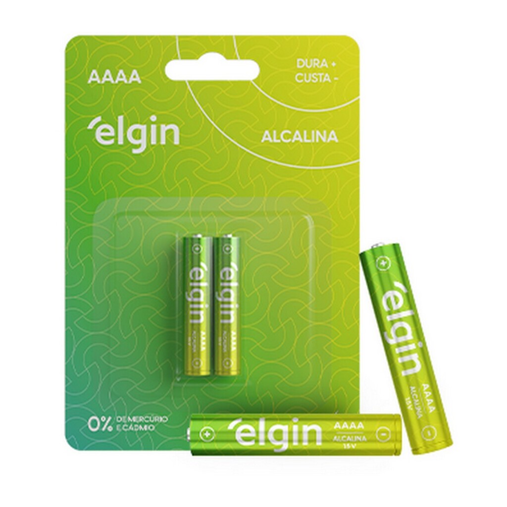 Pilha Alcalina AAAA Elgin - 82424 - Blister com 2 Pilhas
