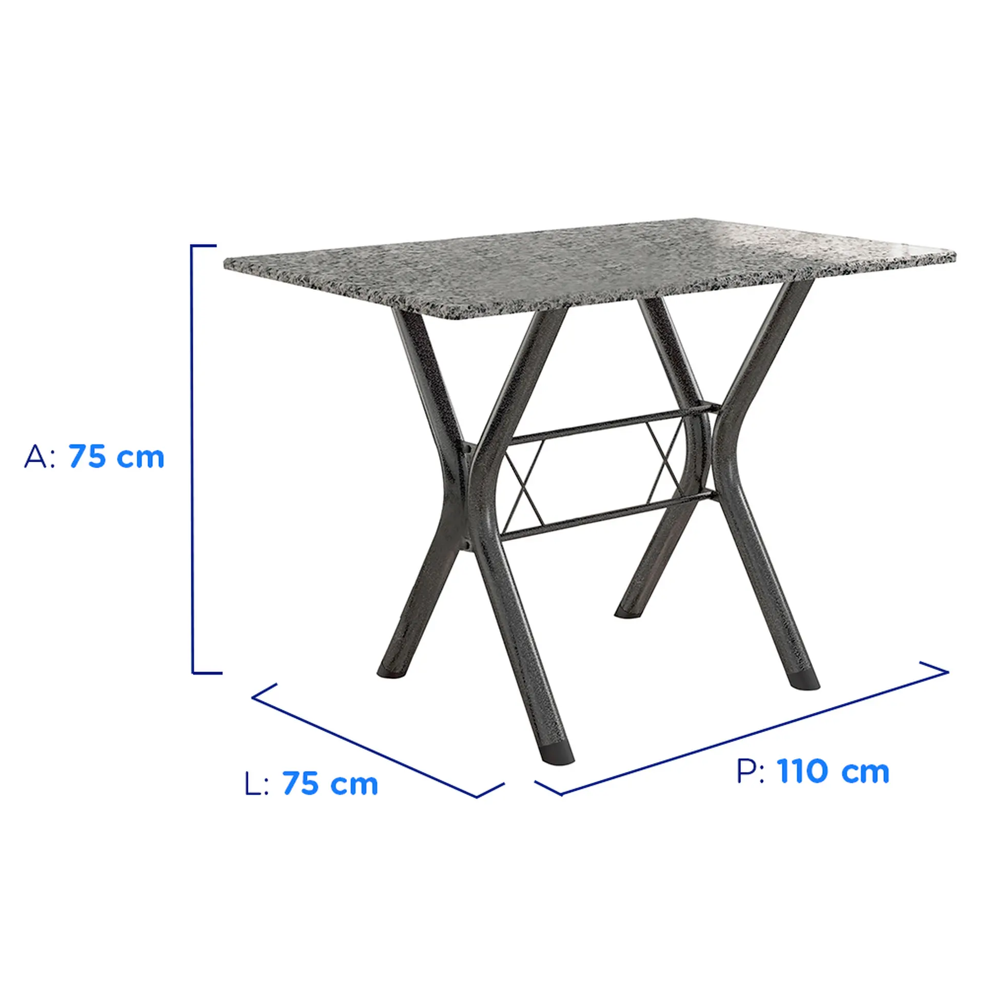 Conjunto de Mesa 4 Cadeiras Tampo Granito Santiago Fabone - Preto Prata/Cacau