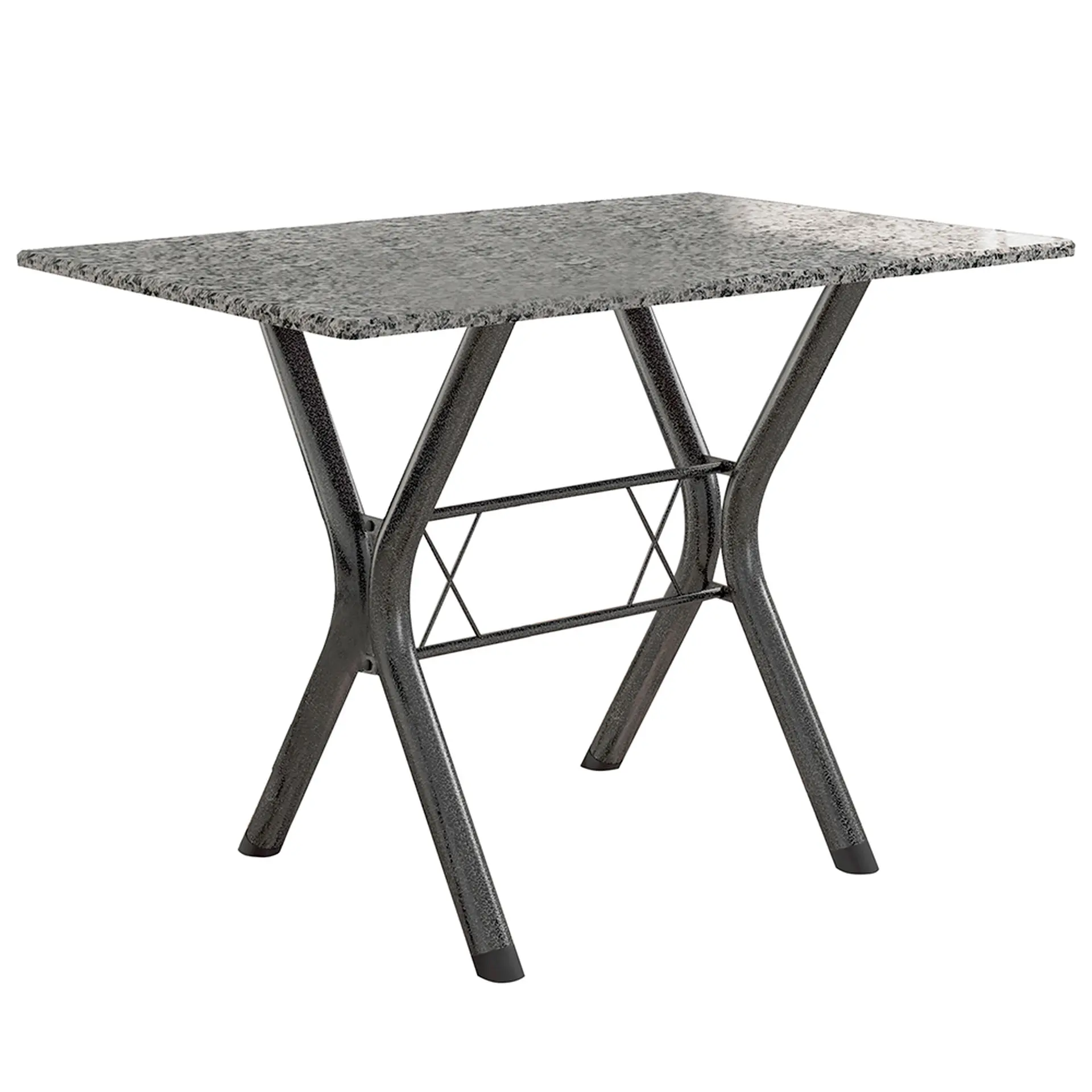 Conjunto de Mesa 4 Cadeiras Tampo Granito Santiago Fabone - Preto Prata/Cacau