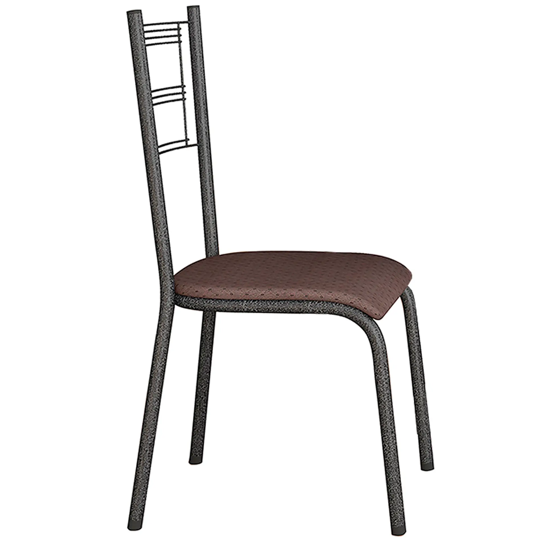 Conjunto de Mesa 4 Cadeiras Tampo Granito Santiago Fabone - Preto Prata/Cacau