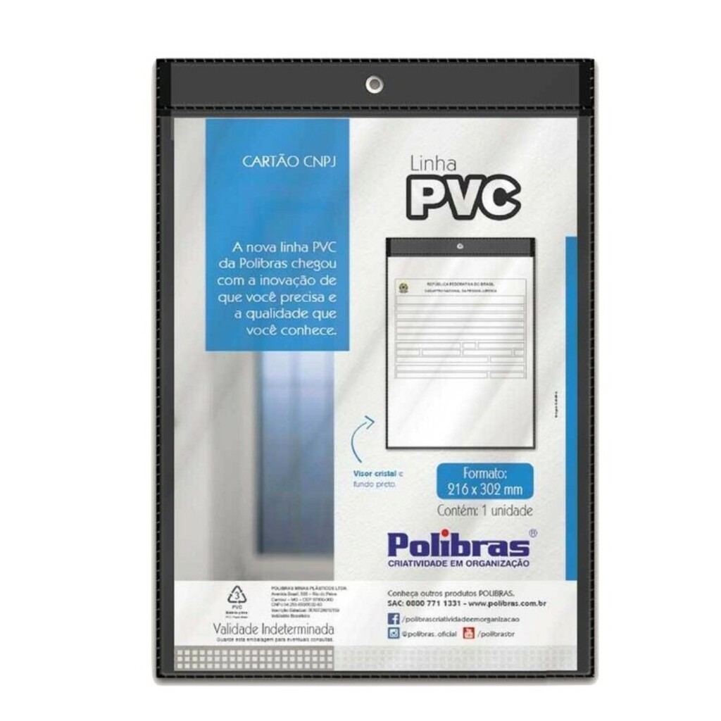 Porta Alvará A4 Vertical PVC Preto Polibras - Unitário - 61604
