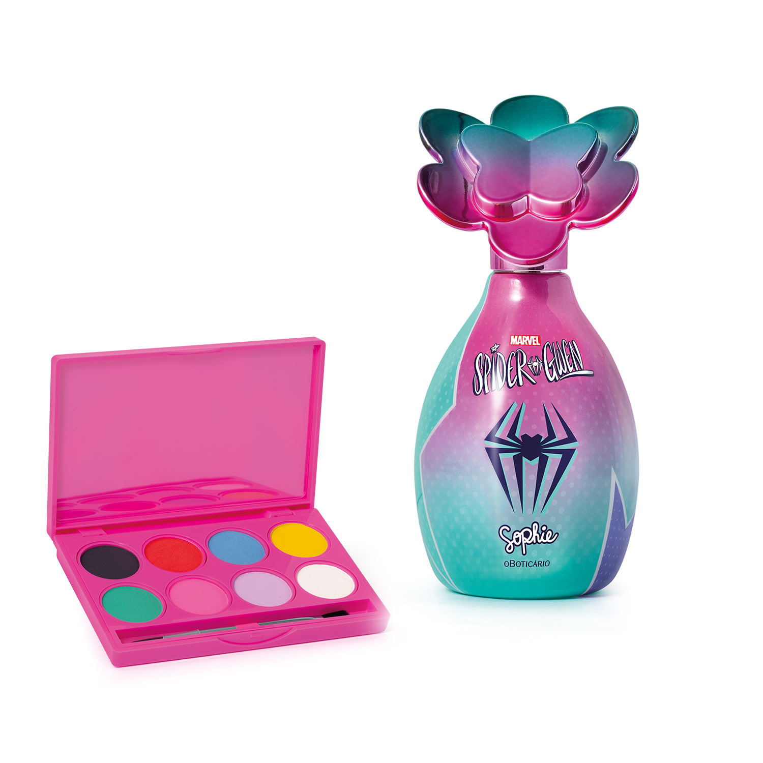 Combo Sophie Spider-Gwen: Colônia Infantil 100ml + Paleta Multifuncional 17g