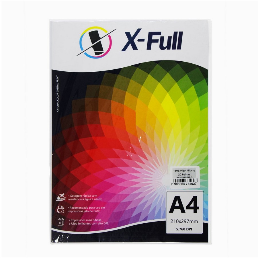 Papel Fotográfico Glossy Brilhante A4 180g 20 Folhas Potencial Suprimentos 9103