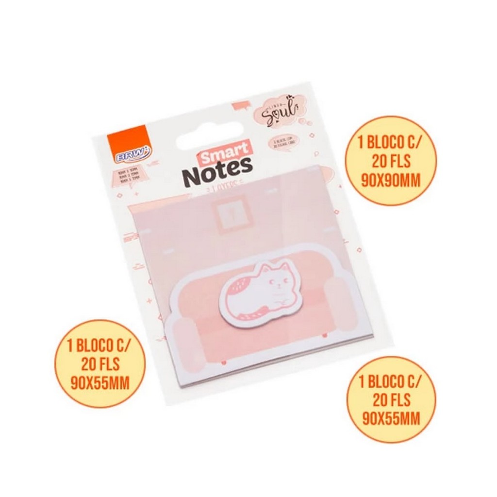 Bloco Adesivo BRW Smart Notes Layers Gato