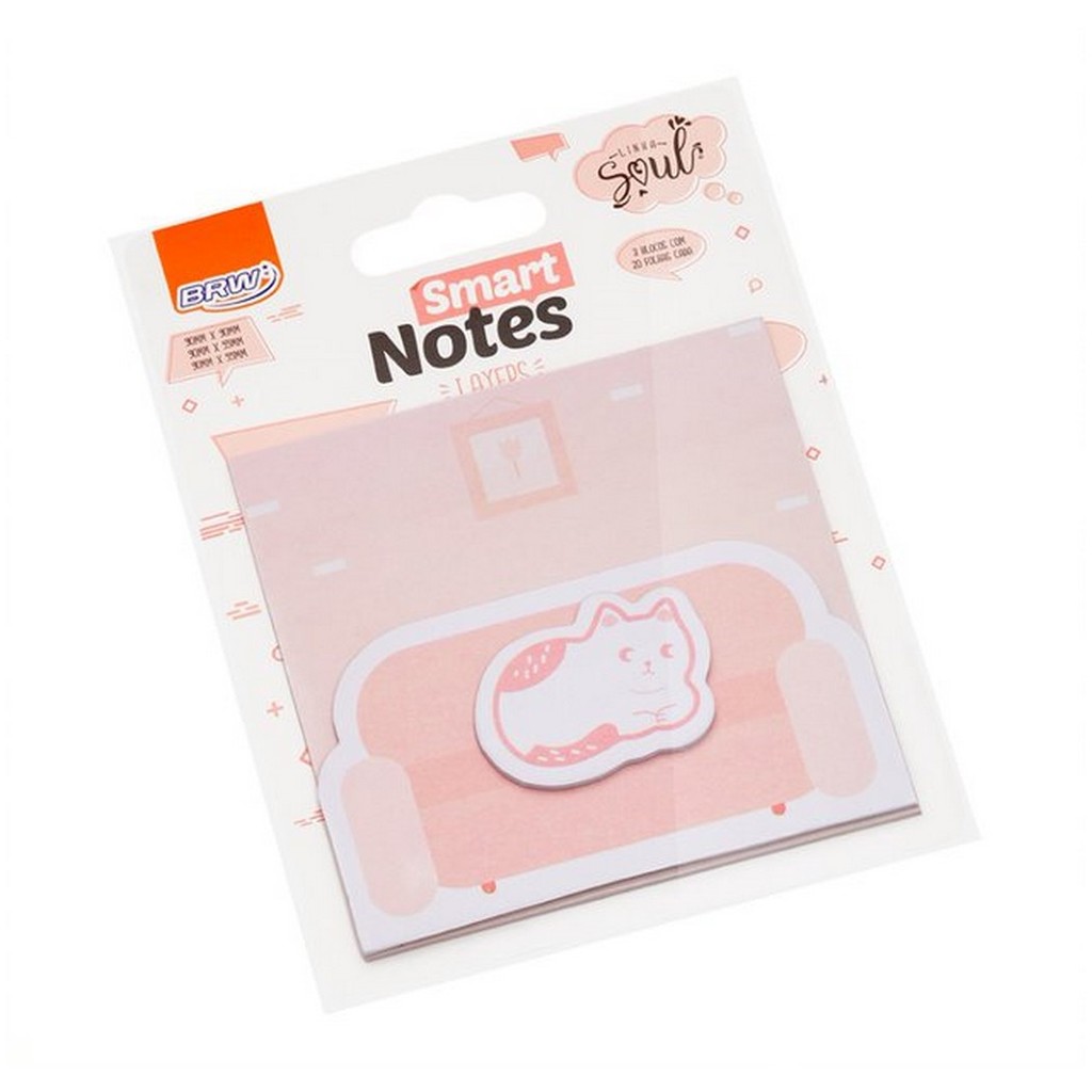 Bloco Adesivo BRW Smart Notes Layers Gato