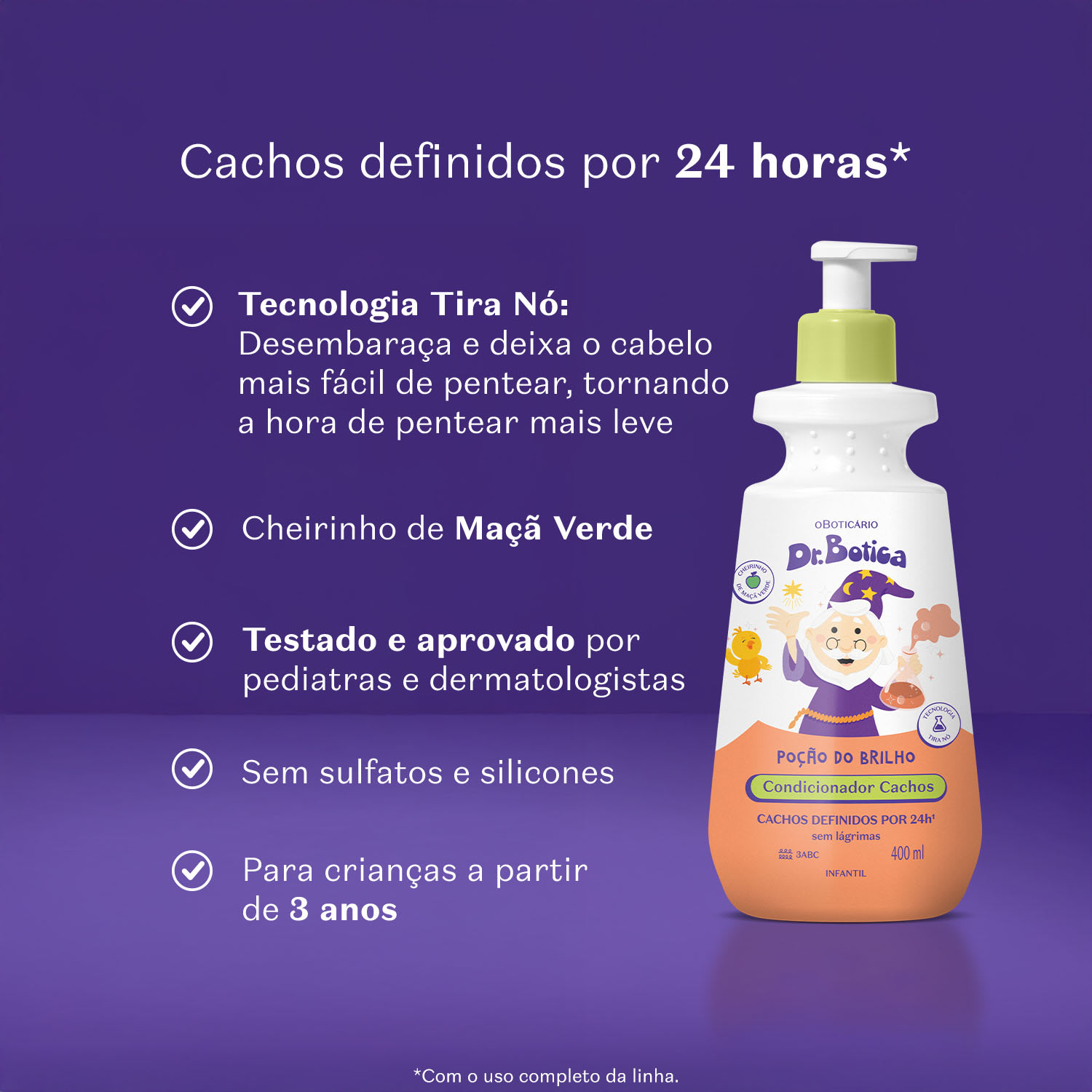 Condicionador Infantil Cabelos Cacheados 3 ABC Dr.Botica Poção do Brilho 400ml