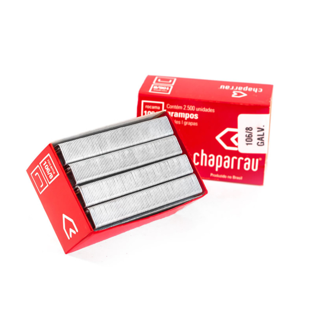 Grampos Galvanizados 106/8 Caixa com 2500 Unidades - Chaparrau - 200003001820