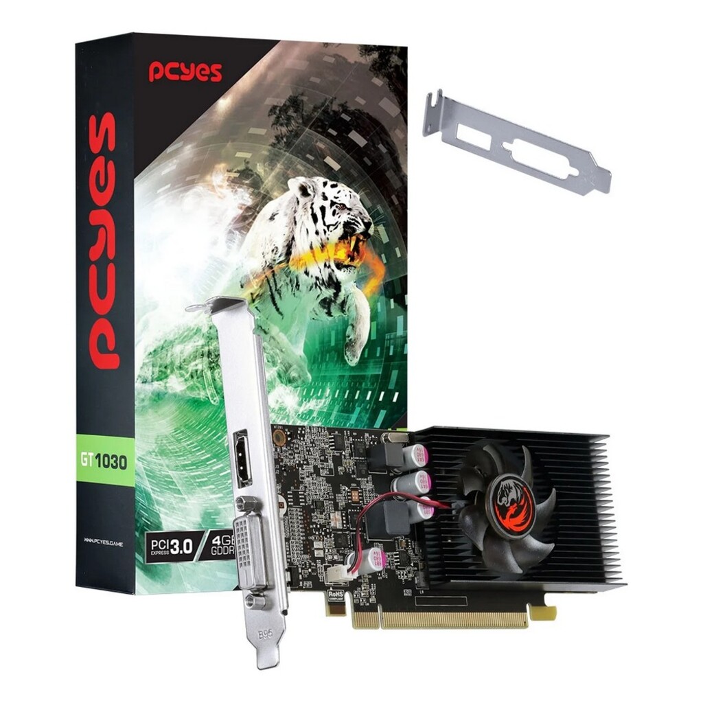 Placa de Vídeo Pcyes Geforce GT1030 4GB DDR4 64Bits HDMI DVI PAGT10304GBG4LP