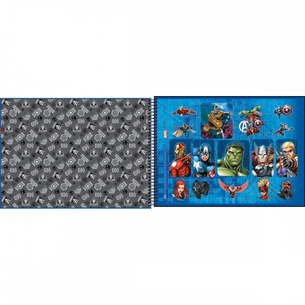 Caderno Cartografia Tilibra Avengers Espiral Capa Dura Sem Pauta 80 Folhas Sortido