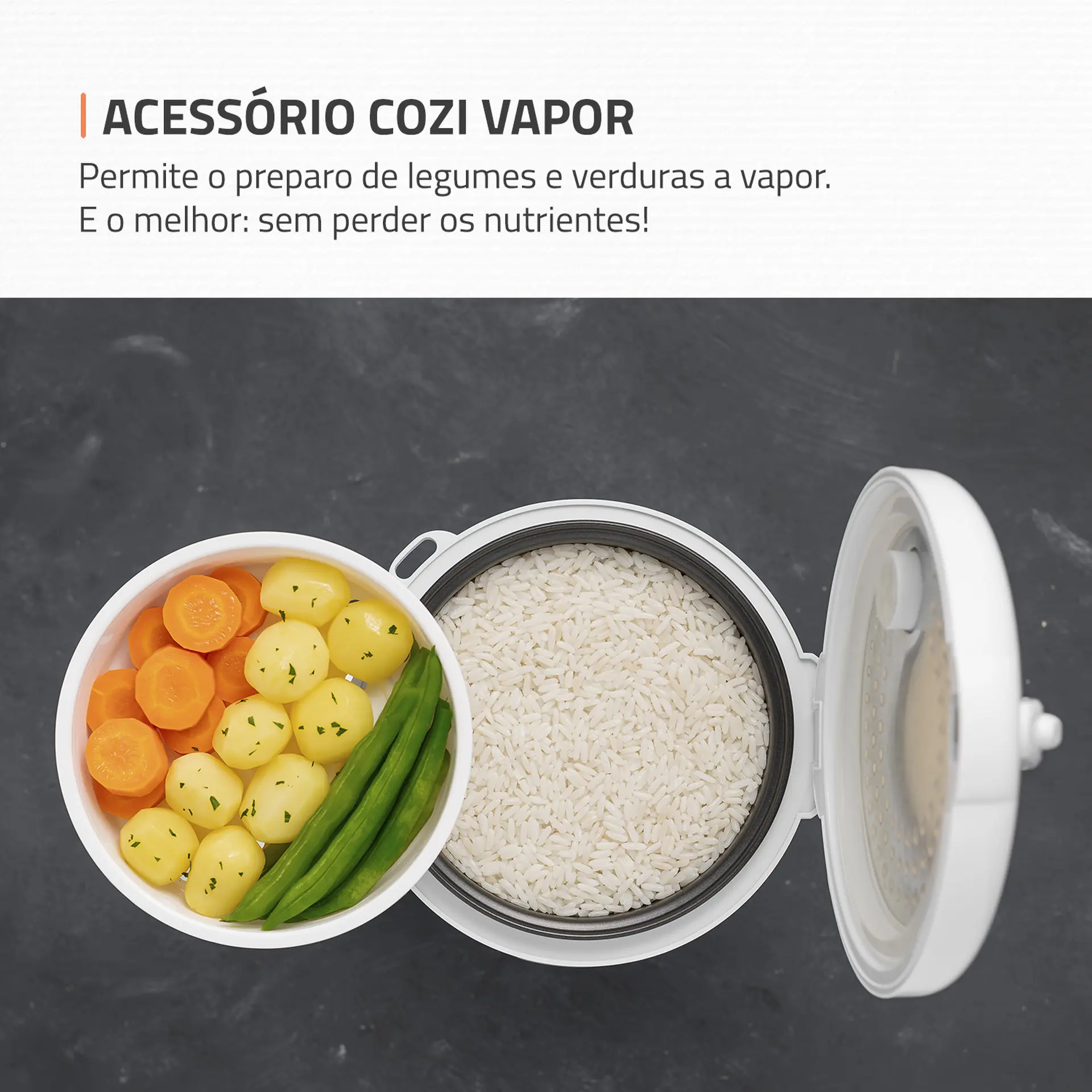 Panela Elétrica de Arroz Mondial Bianca Rice 10 2L 10 Xícaras PE-10 - Branco - 110 Volts