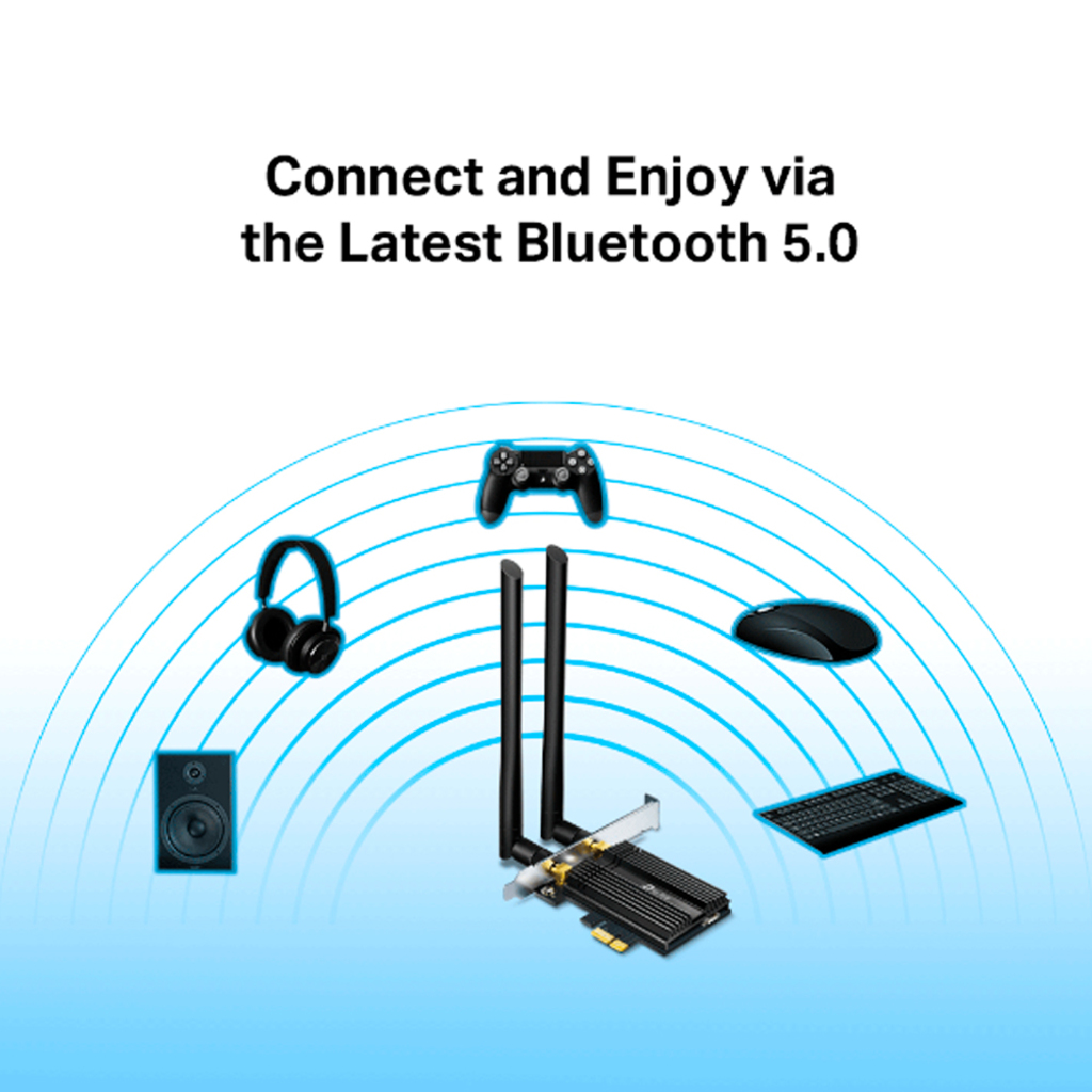 Placa PCI-Express Wireless AX3000 2 Antenas Dual Band Wi-Fi 6 e Bluetooth 5.0 TP-Link - ARCHER TX50E