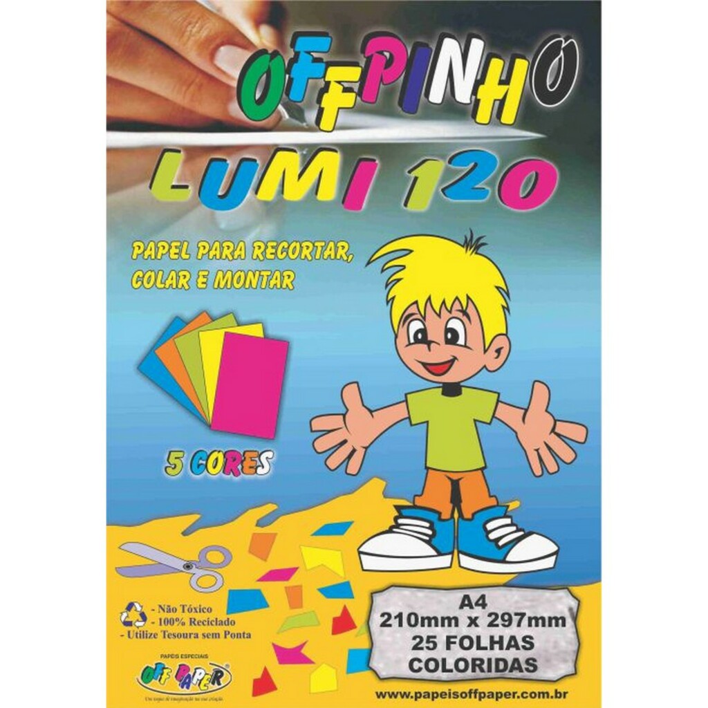 Papel Criativo Lumi Offpinho A4 25 Folhas 120 Gramas com 5 cores - Off Paper - 10077