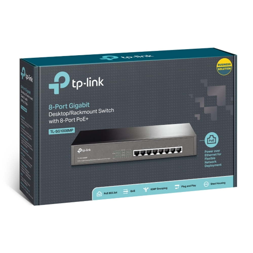 Switch PoE+ Tp-Link TLSG1008MP 8 Portas 10/100/1000 Mbps Montável Rack