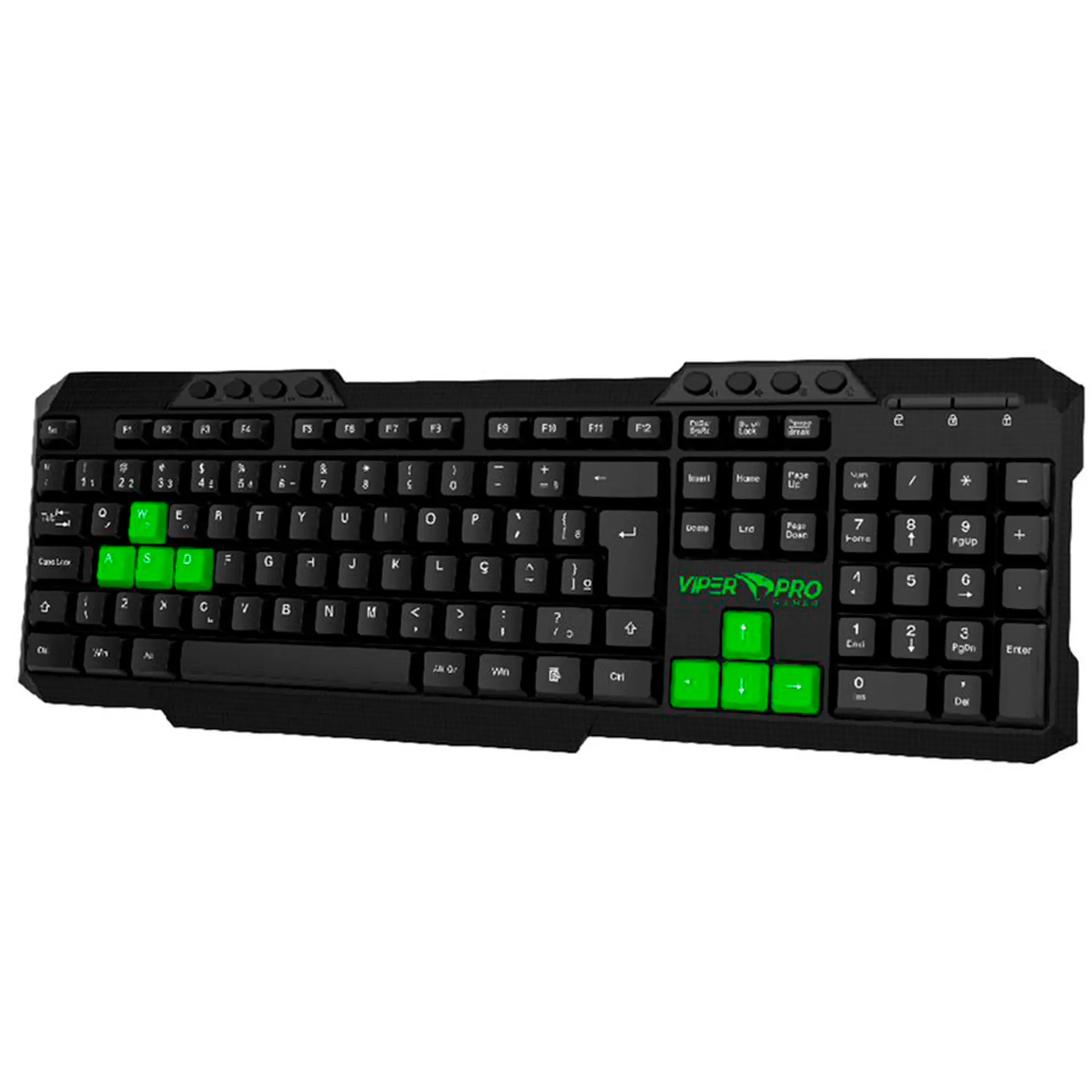 Kit Teclado e Mouse Gamer Viper Pro Python USB ABNT2 5 Botões - Preto/Verde - Bivolt