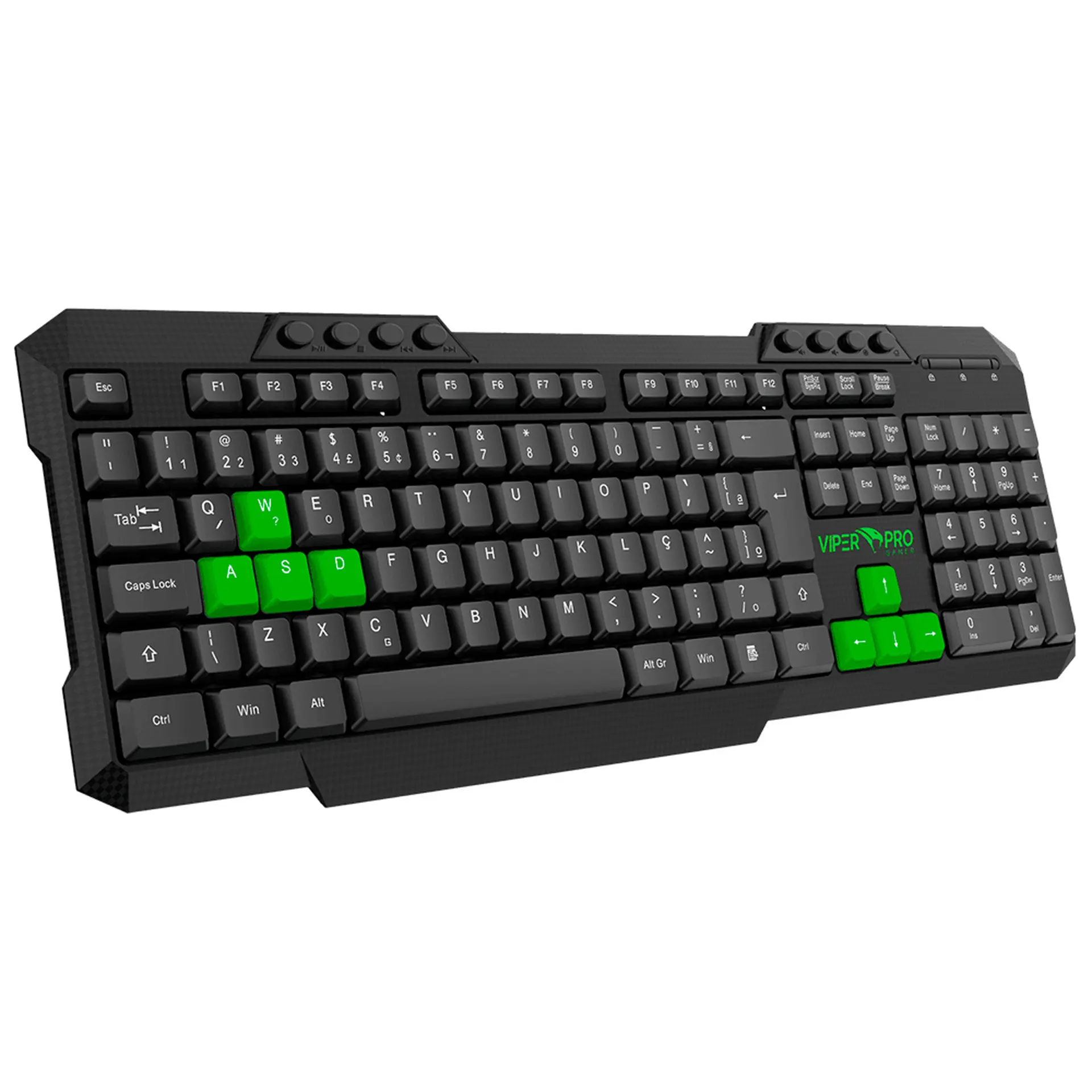 Kit Teclado e Mouse Gamer Viper Pro Python USB ABNT2 5 Botões - Preto/Verde - Bivolt