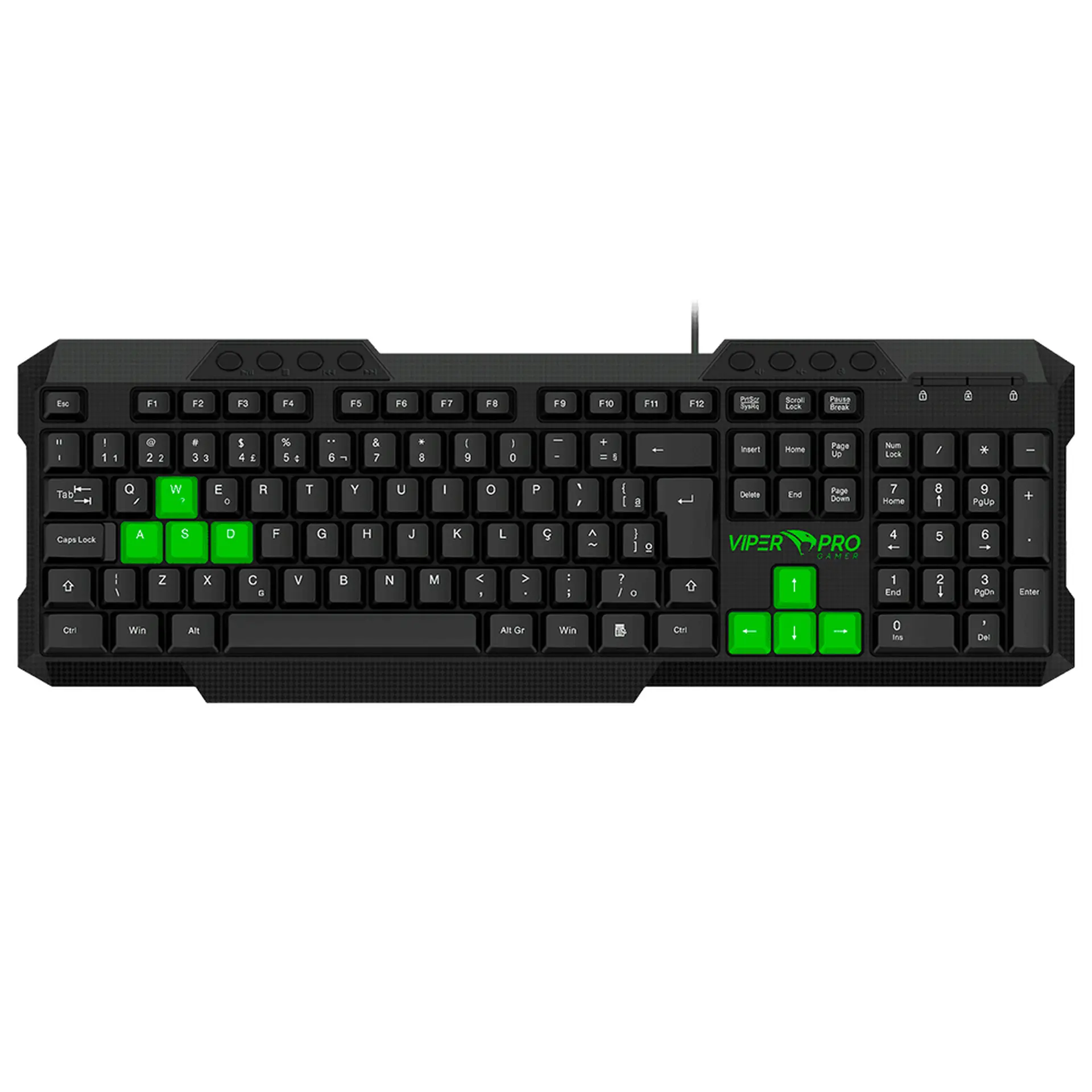 Kit Teclado e Mouse Gamer Viper Pro Python USB ABNT2 5 Botões - Preto/Verde - Bivolt