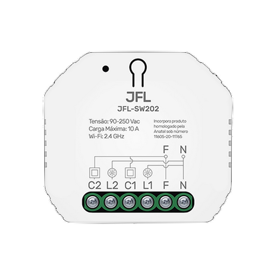 Módulo Automação Inteligente Wi-Fi Smart 2 Canais 10A JFL SW202