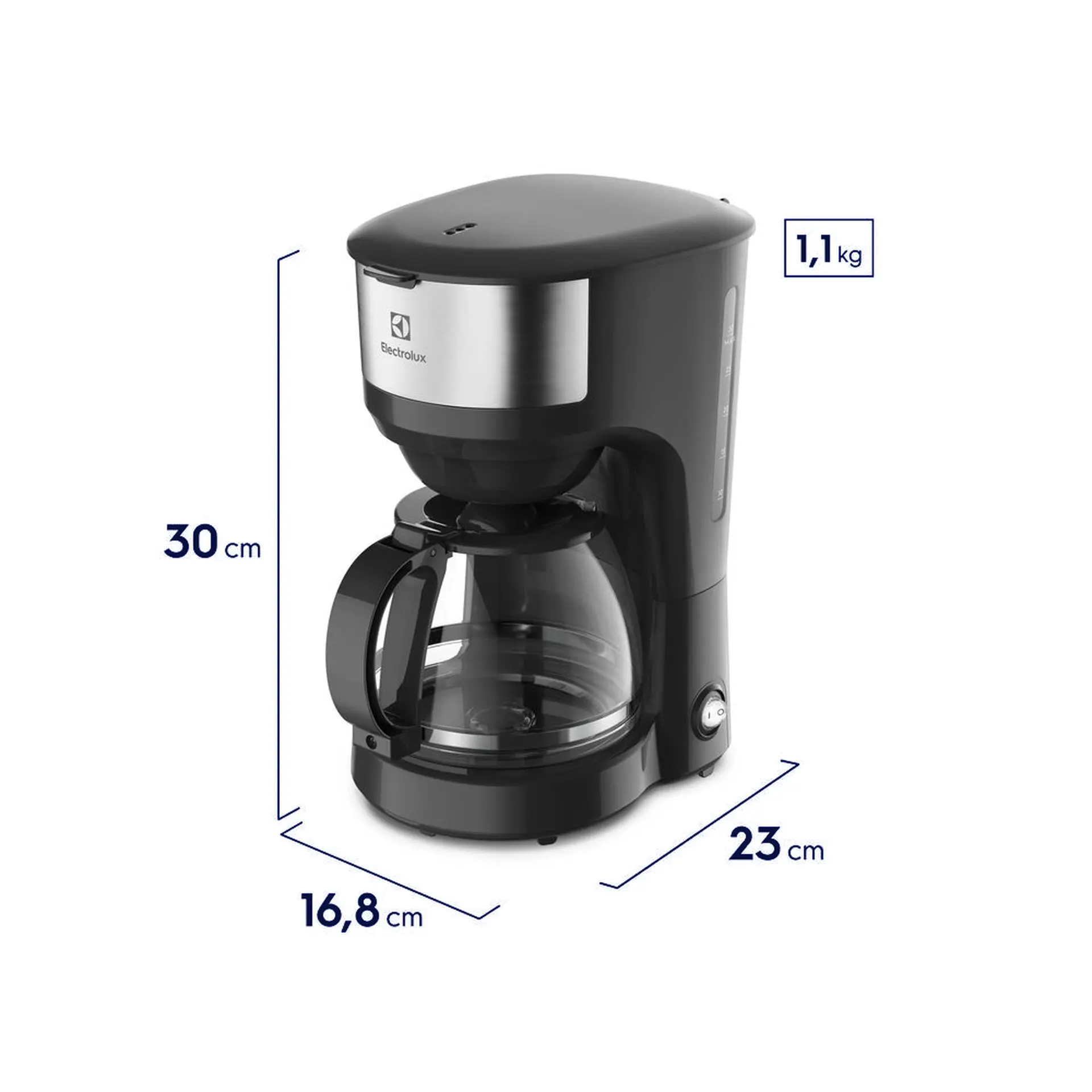 Cafeteira Elétrica Electrolux Efficient 30 Xícaras Manter Aquecido ECM20 - Preto/Inox - 110 Volts
