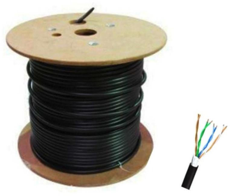 Cabo CFTV Blindado 24AWG Telecam Cabos 4 Pares Preto 210800603 Bobina 300m