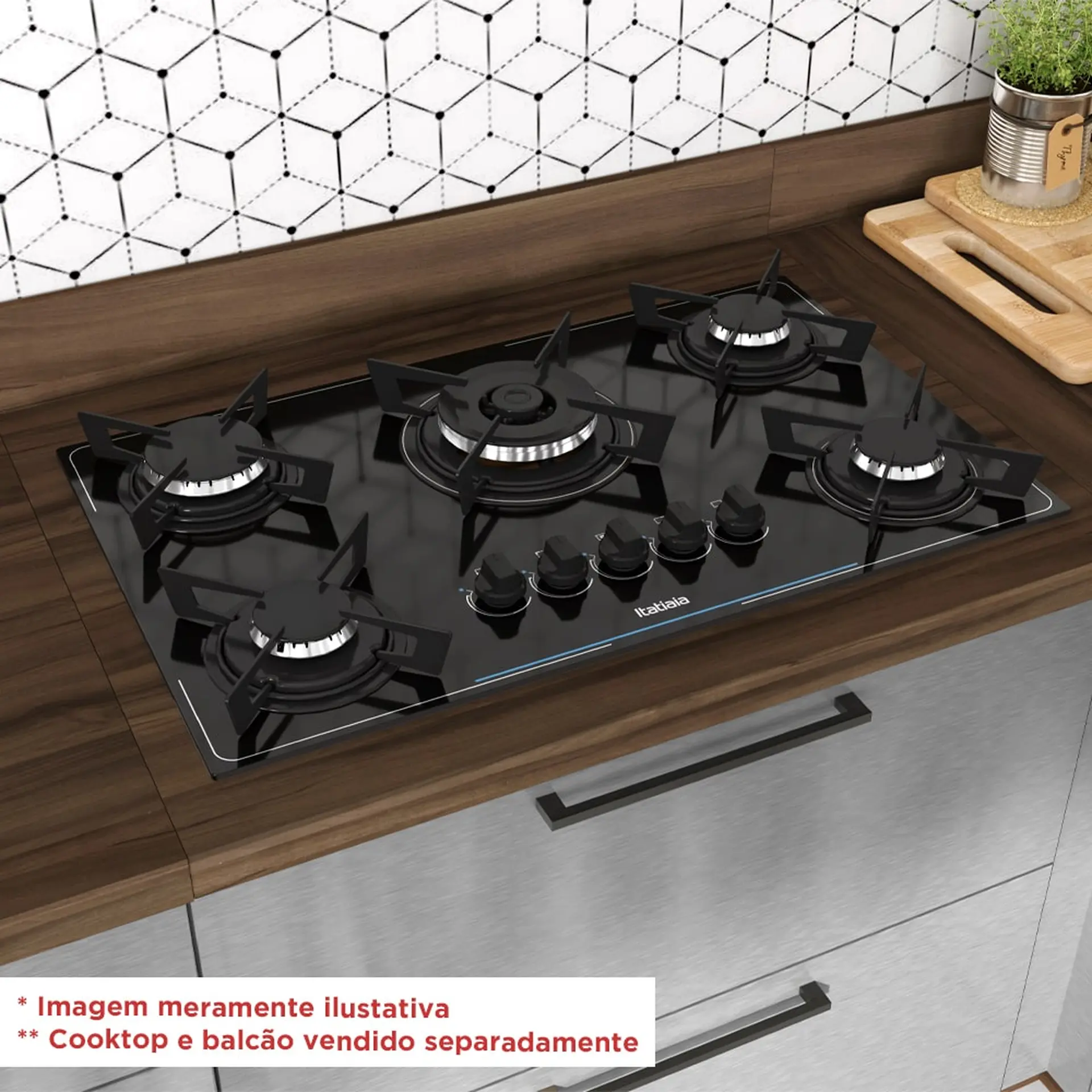 Tampo para Fogão Cooktop 5 Bocas 80cm Gourmet IT-80 Itatiaia - Nogal Terracota