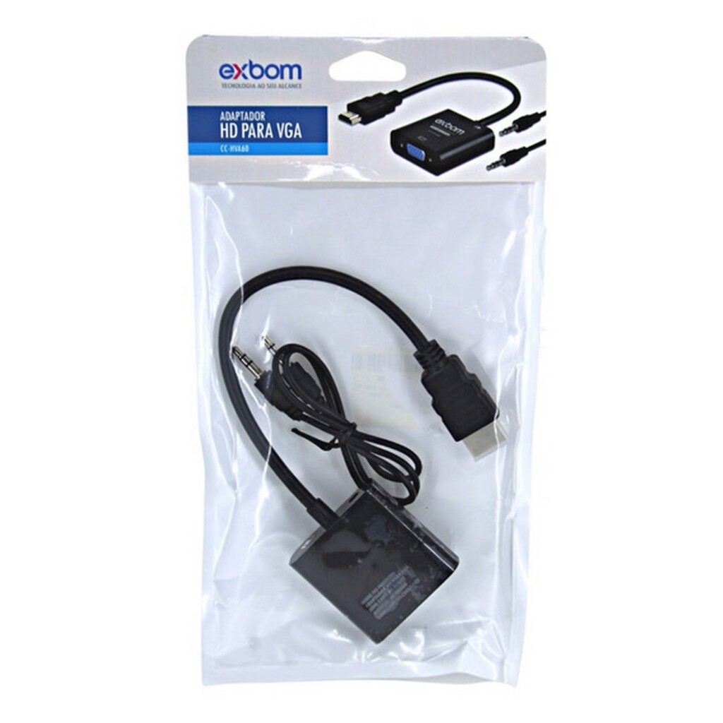 Conversor HDMI Macho para VGA Fêmea + Áudio 20cm Exbom - CC-HVA60 - 3140