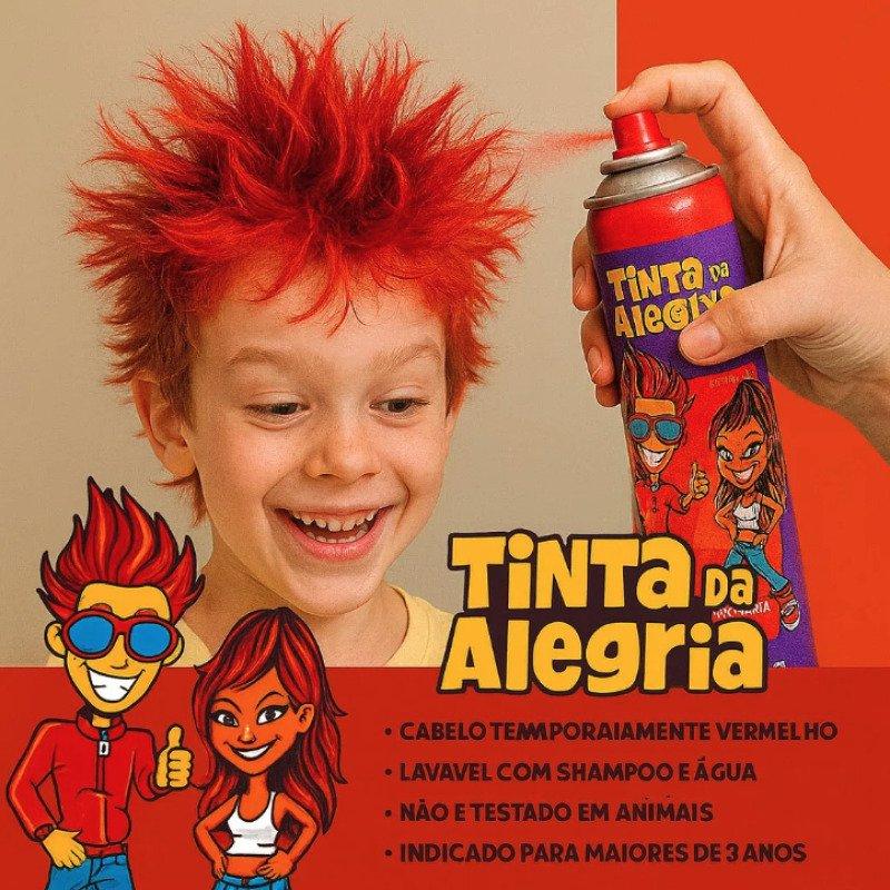 Tinta da Alegria Spray Colorido 150 ml Carnaval Vermelha