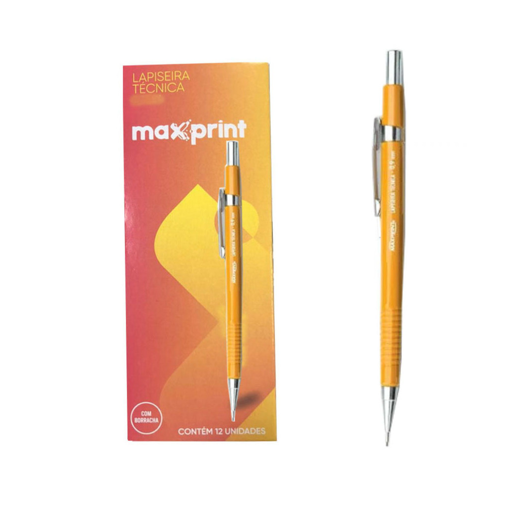 Lapiseira Técnica Maxprint 0.9mm Amarelo - Caixa com 12 Unidades - 709247