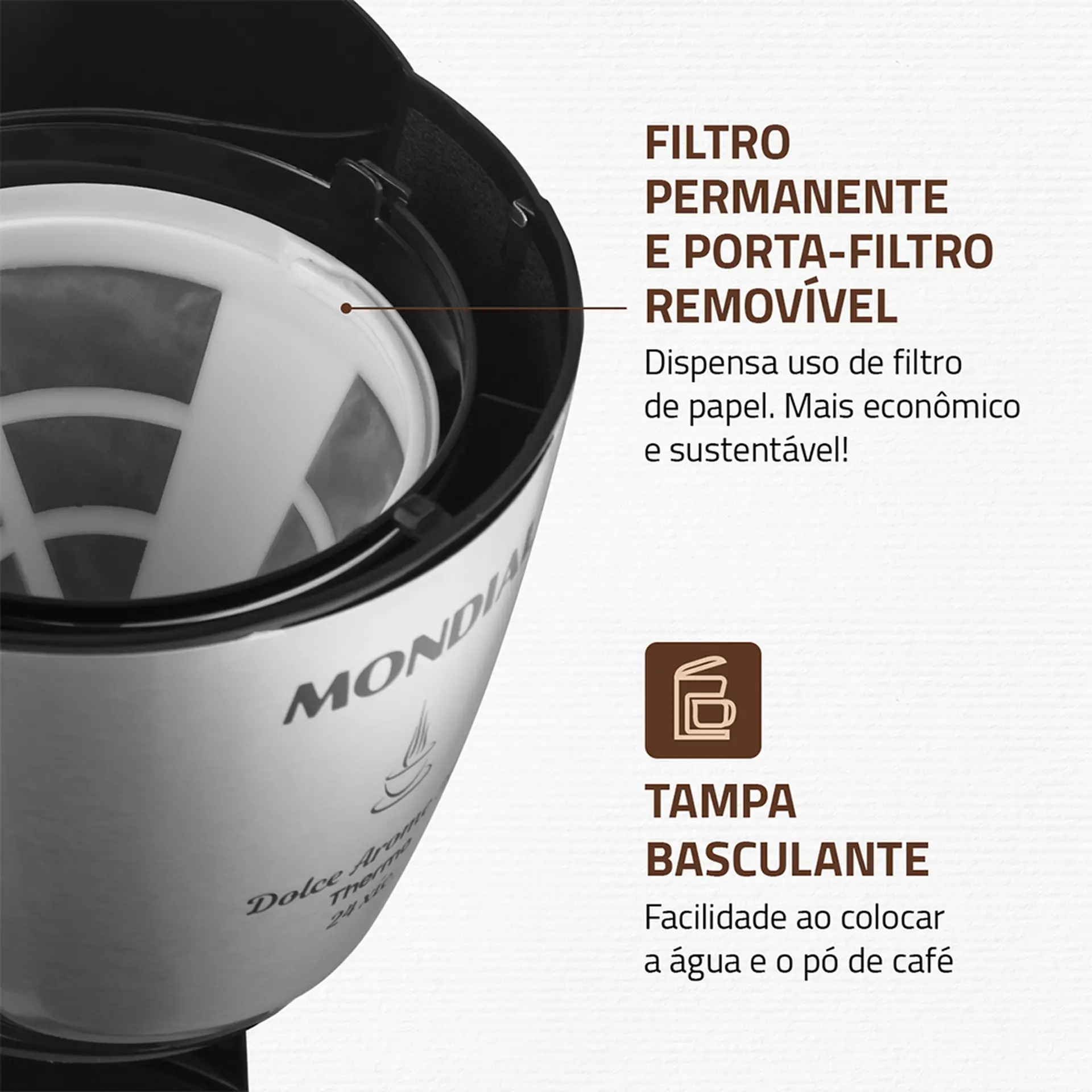 Cafeteira Mondial Dolce Aroma Thermo 24 Xícaras Filtro Permanente - Preto - 110 Volts
