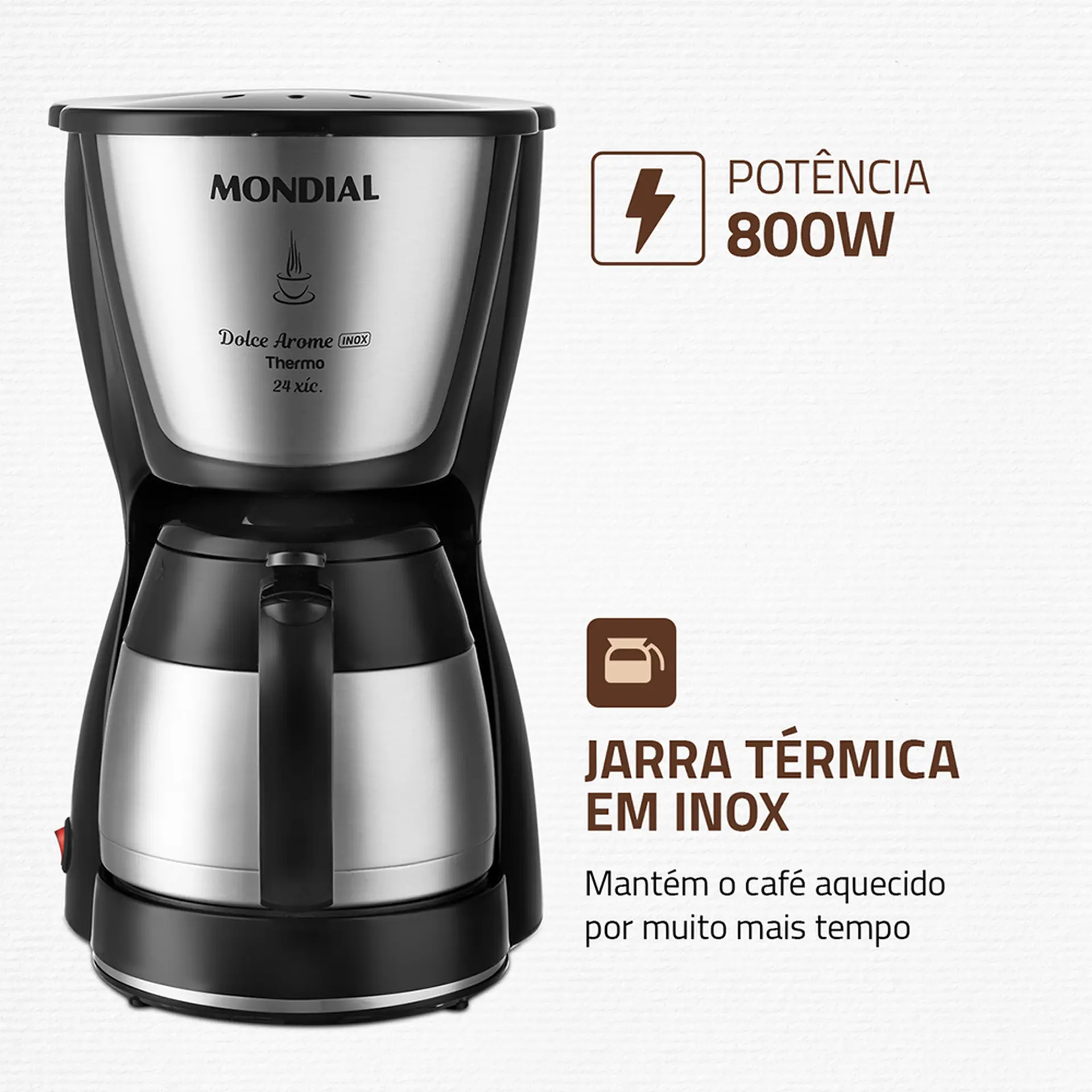 Cafeteira Mondial Dolce Aroma Thermo 24 Xícaras Filtro Permanente - Preto - 110 Volts