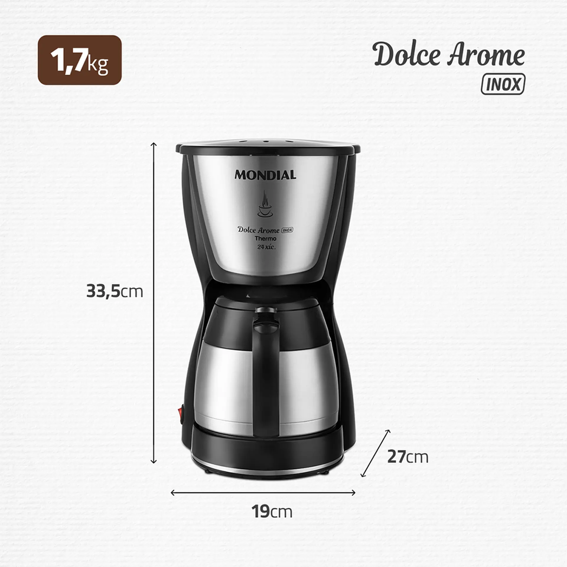 Cafeteira Mondial Dolce Aroma Thermo 24 Xícaras Filtro Permanente - Preto - 110 Volts