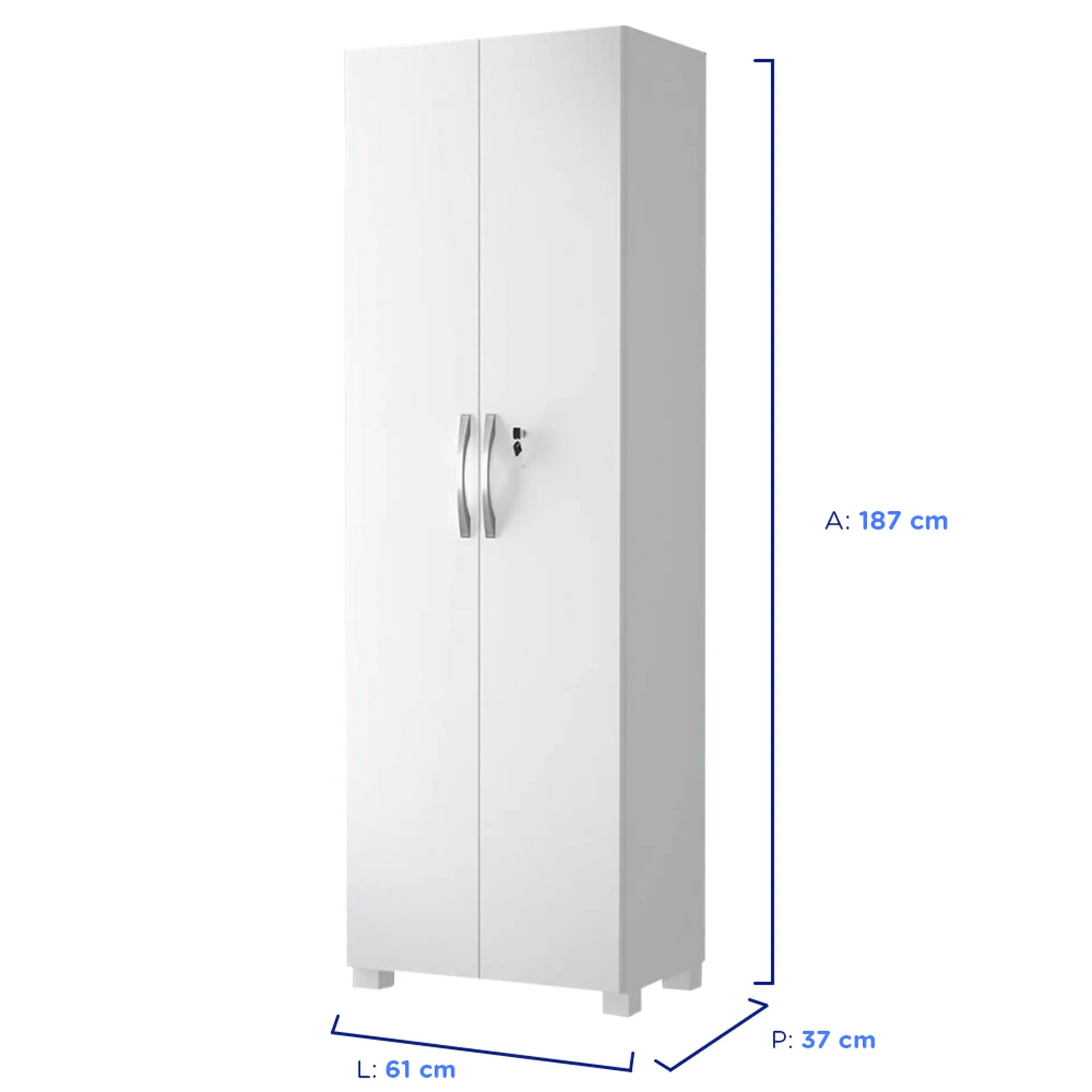 Armário Multiuso 2 Portas Bater 4 Prateleiras NT4020 Notável Roupeiro - Branco