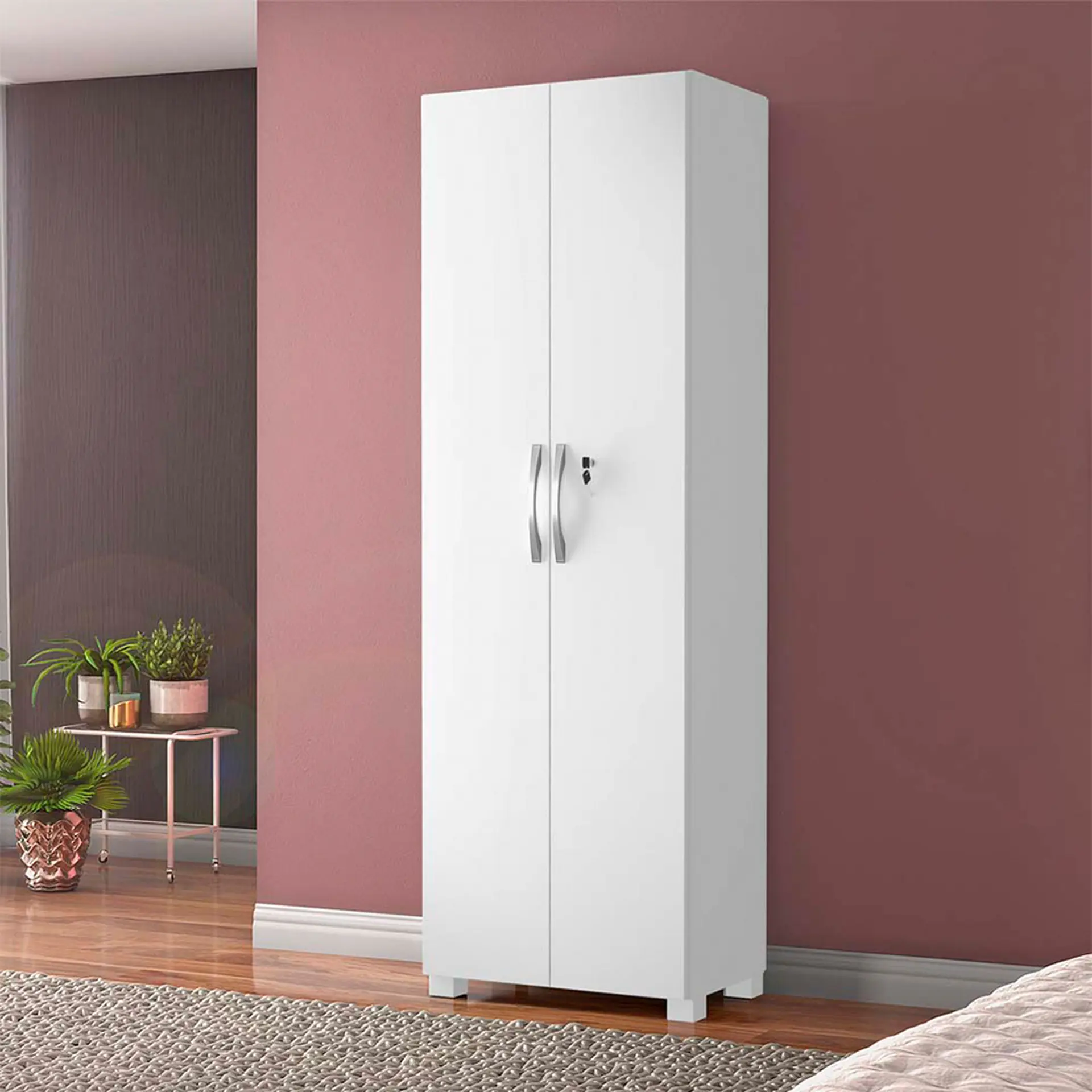 Armário Multiuso 2 Portas Bater 4 Prateleiras NT4020 Notável Roupeiro - Branco