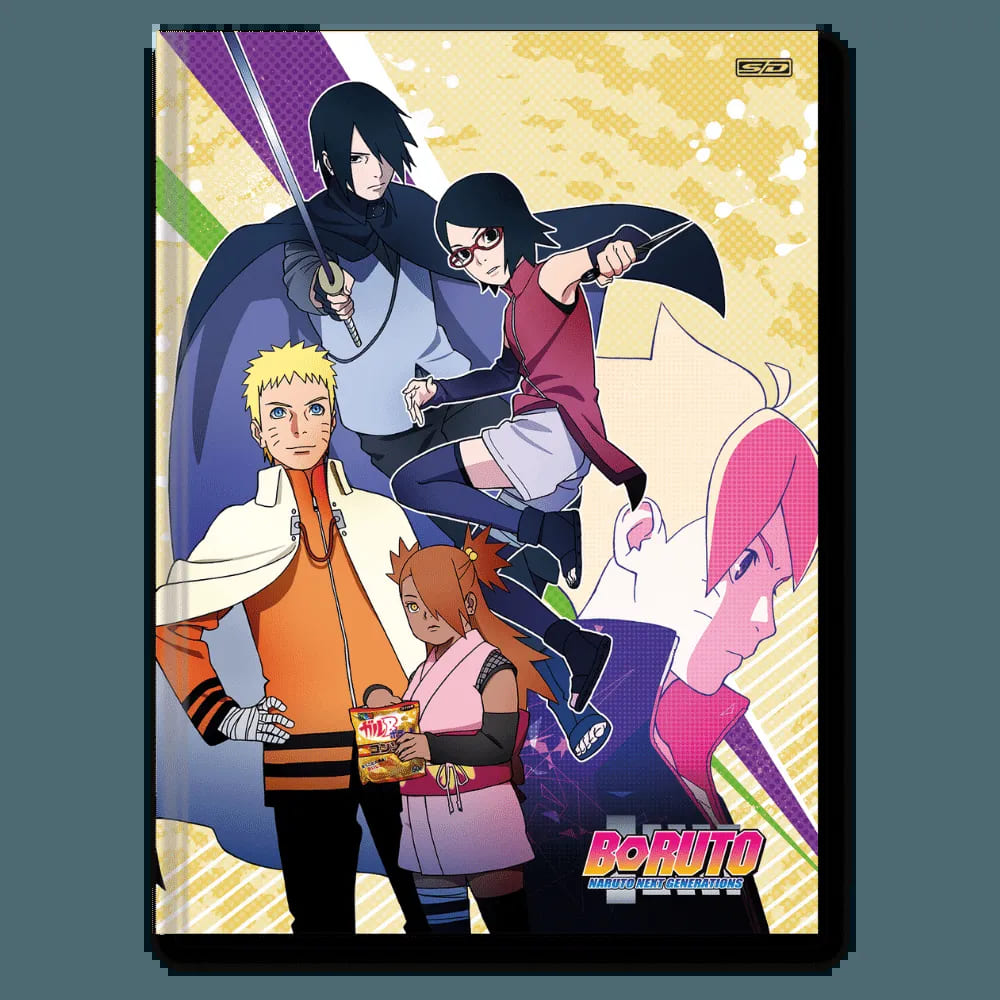 Caderno Brochura São Domingos Boruto Grande Capa Dura Costurado 80 Folhas Sortido