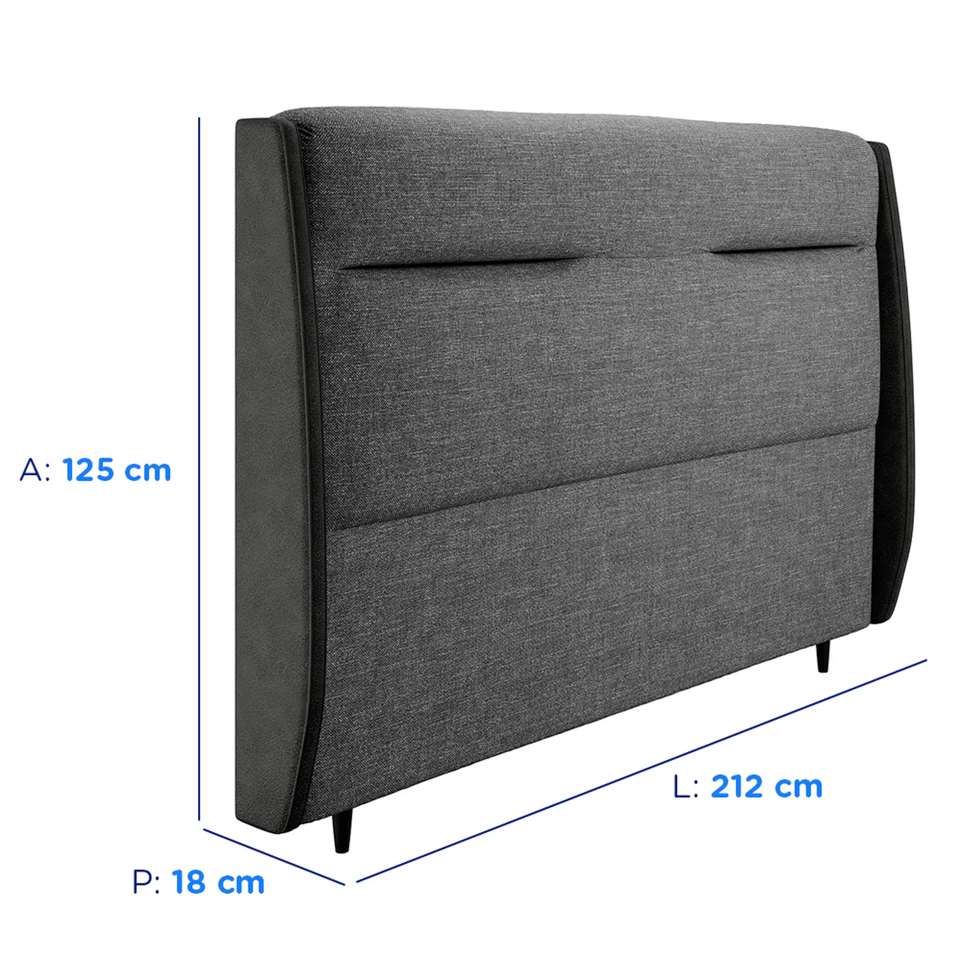 Cabeceira King Size Estofada 195cm Braga Dobue - Grafite LHP/Chumbo CV