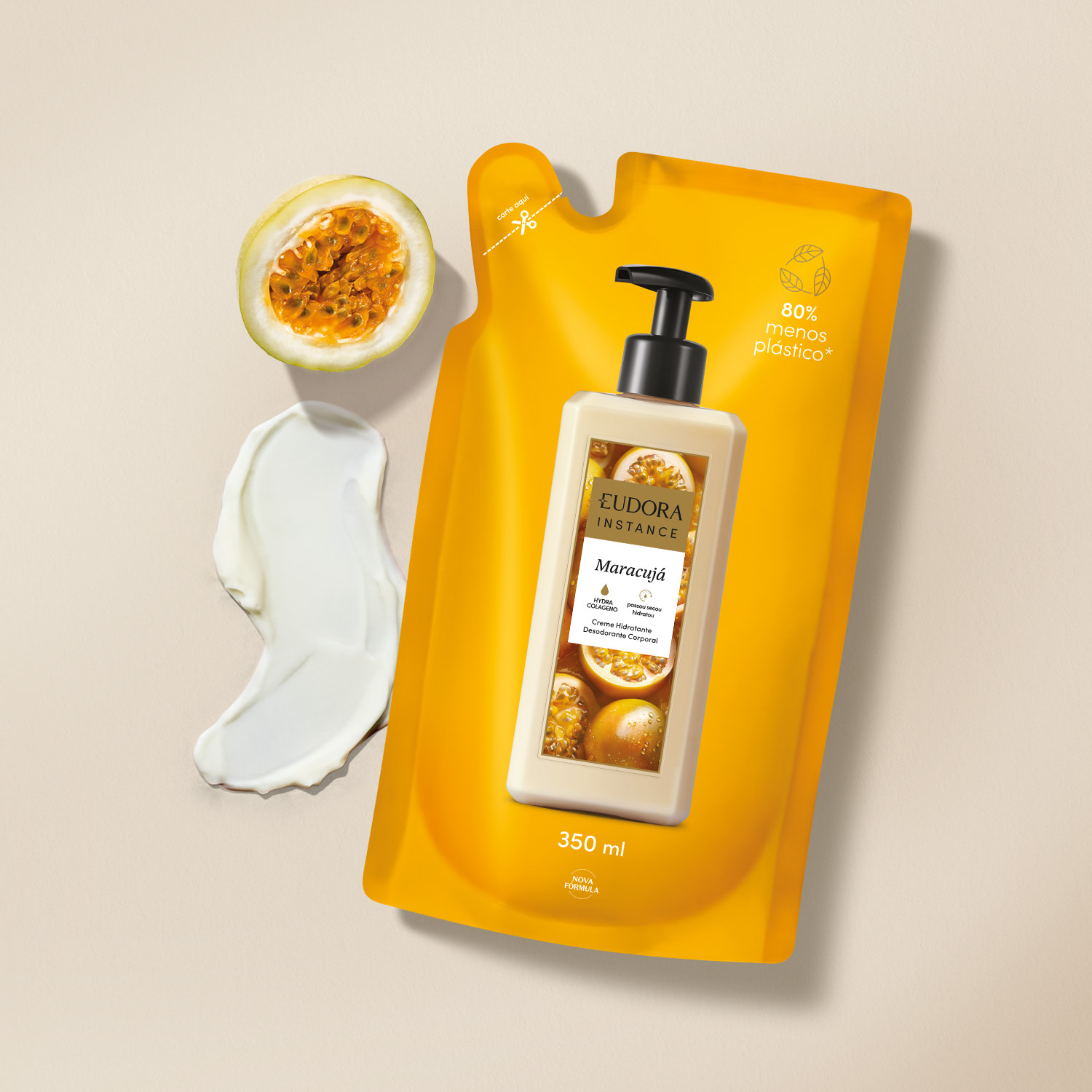 Refil Creme Hidratante Desodorante Corporal Instance Maracujá 350ml