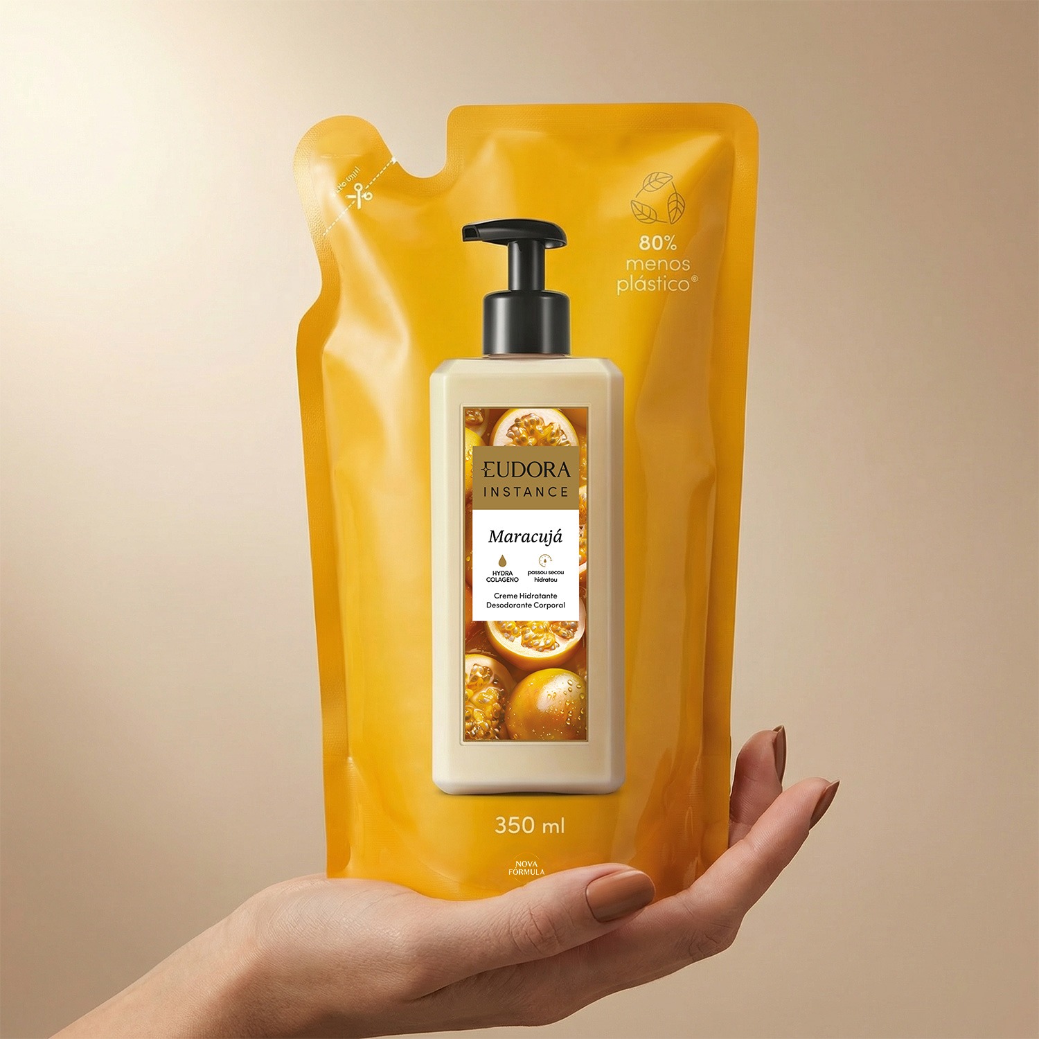Refil Creme Hidratante Desodorante Corporal Instance Maracujá 350ml
