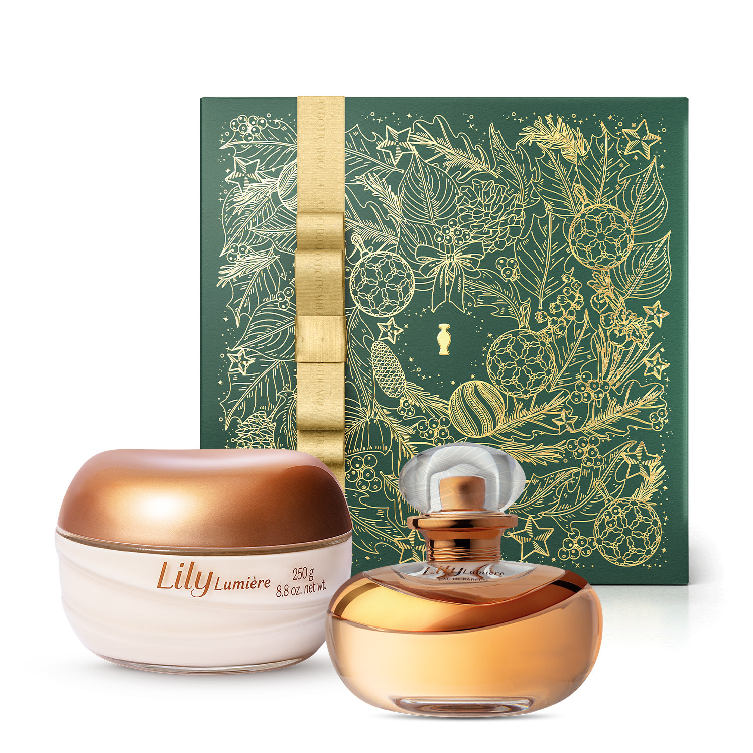 Combo Presente Lily Lumière: Eau De Parfum 75ml + Creme Acetinado Hidratante Desodorante Corporal 250g + Caixa Presenteável