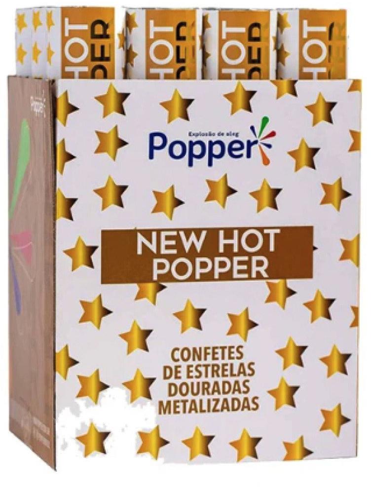 Lança Confete Estrelas Douradas Metalizadas Slim New Hot Popper 8230GS