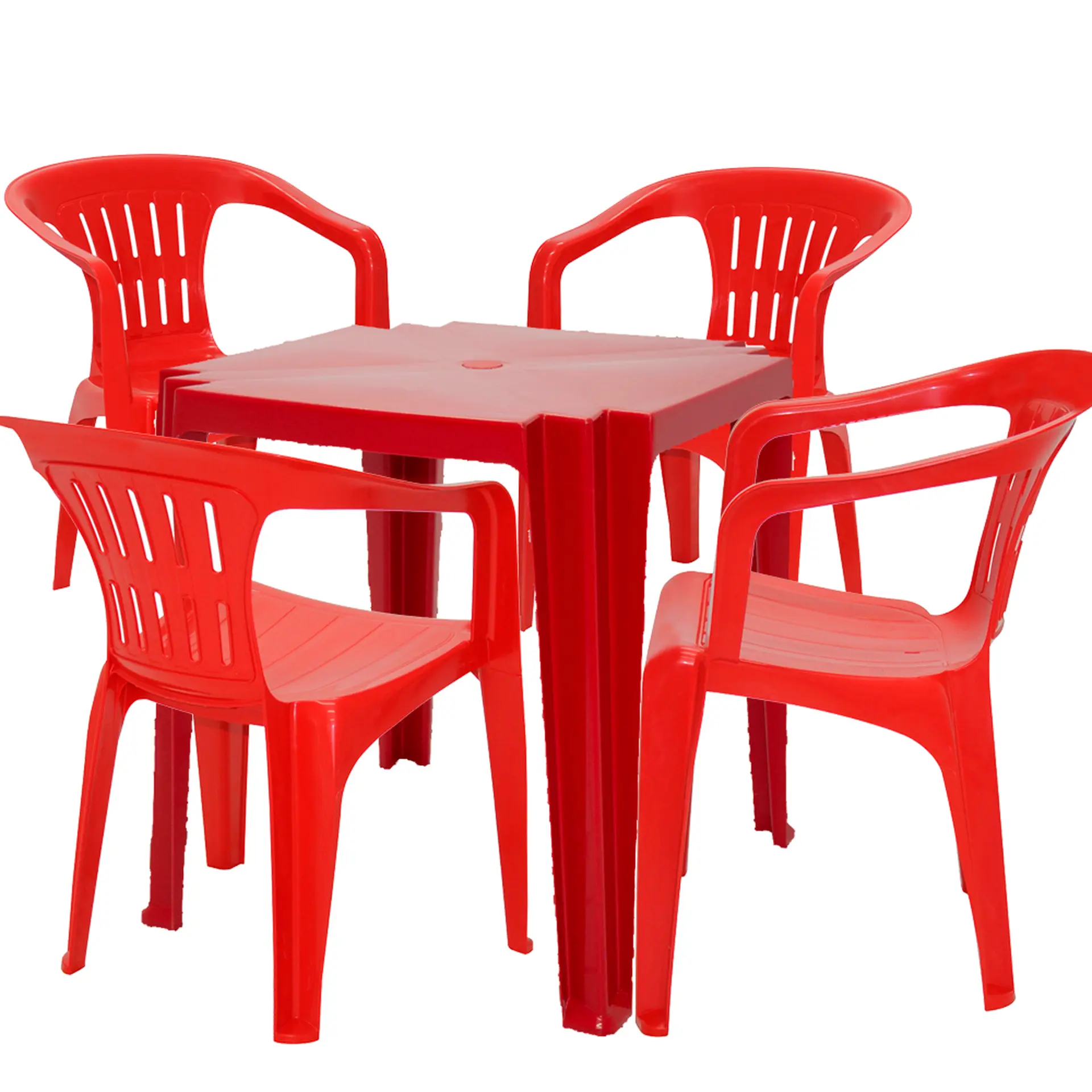 Conjunto de Mesa + 4 Cadeiras Plástico Tramontina - Vermelho