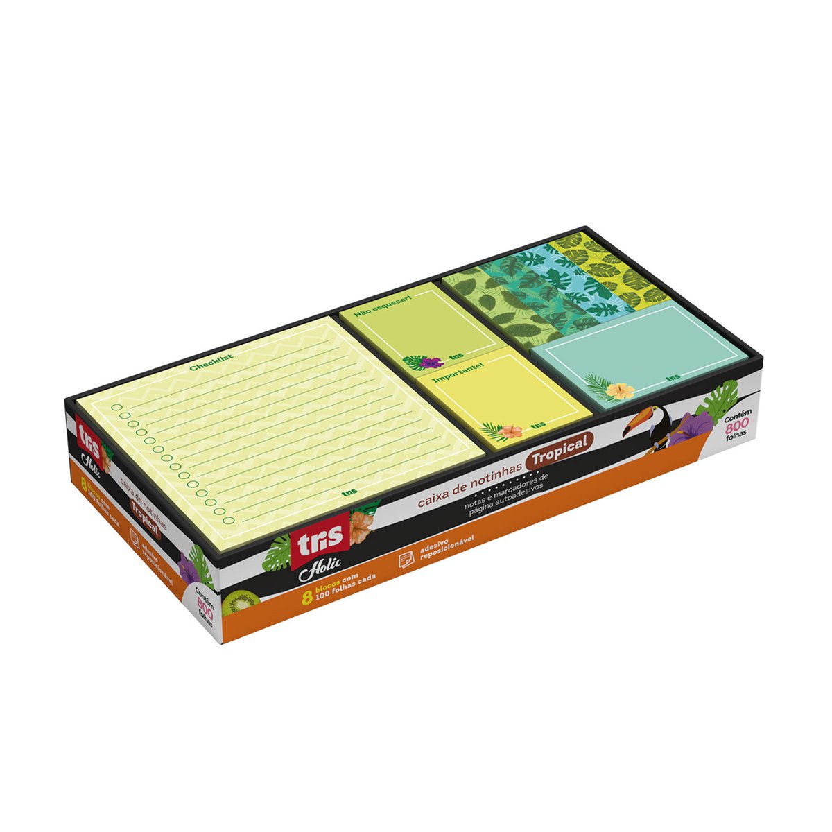 Marcador de Páginas TRIS Holic Trop Autoadesivo 8x100 com 800 Folhas