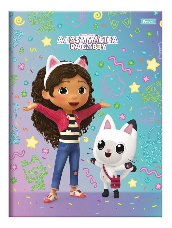 Caderno Brochura Foroni Casa Mágica Gabby Capa Dura 80 Folhas Sortido